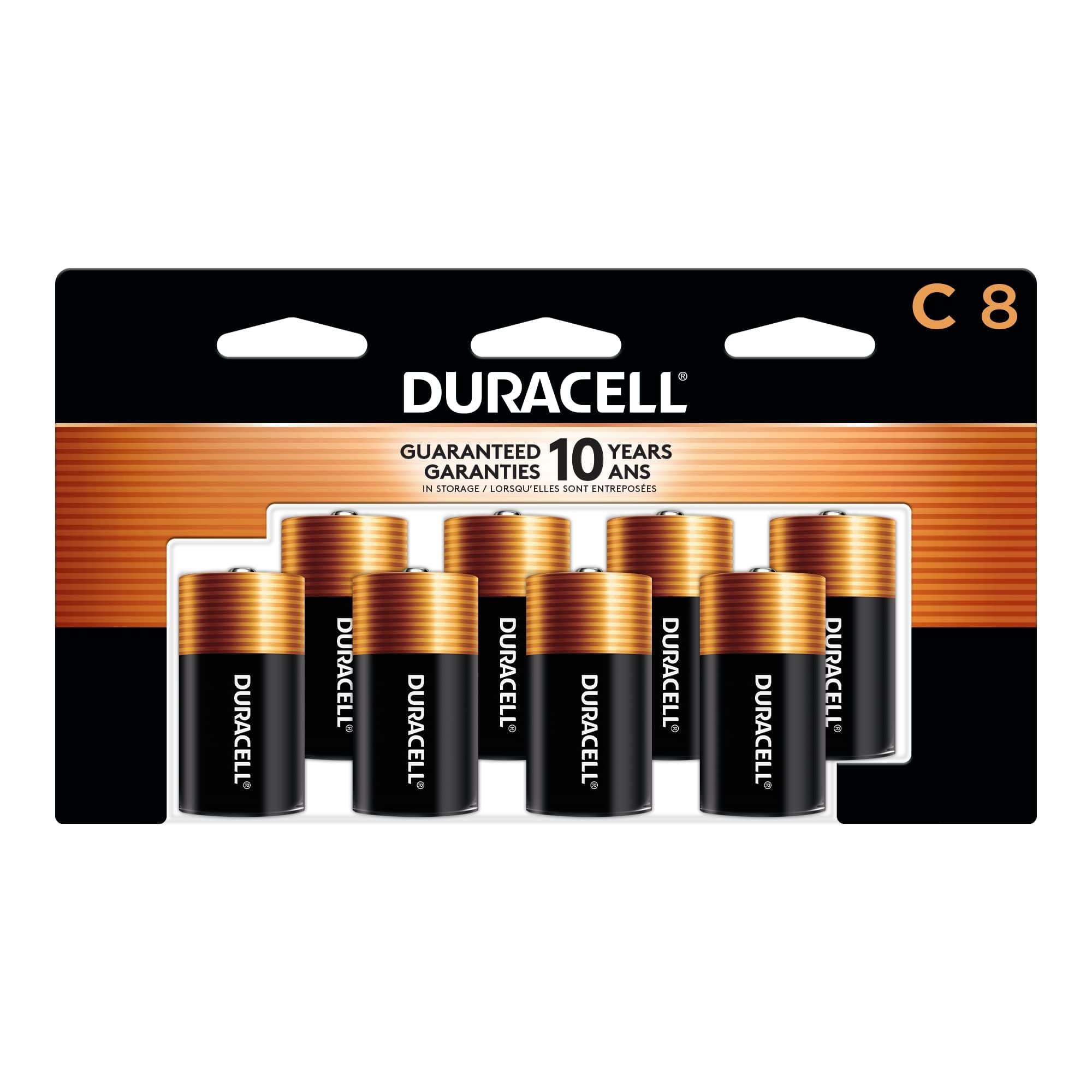 Duracell Coppertop C Batteries, 8 Count (Pack of 1), C Battery with Long-lasting Power, All-Purpose Alkaline Battery for Household and Office Devices