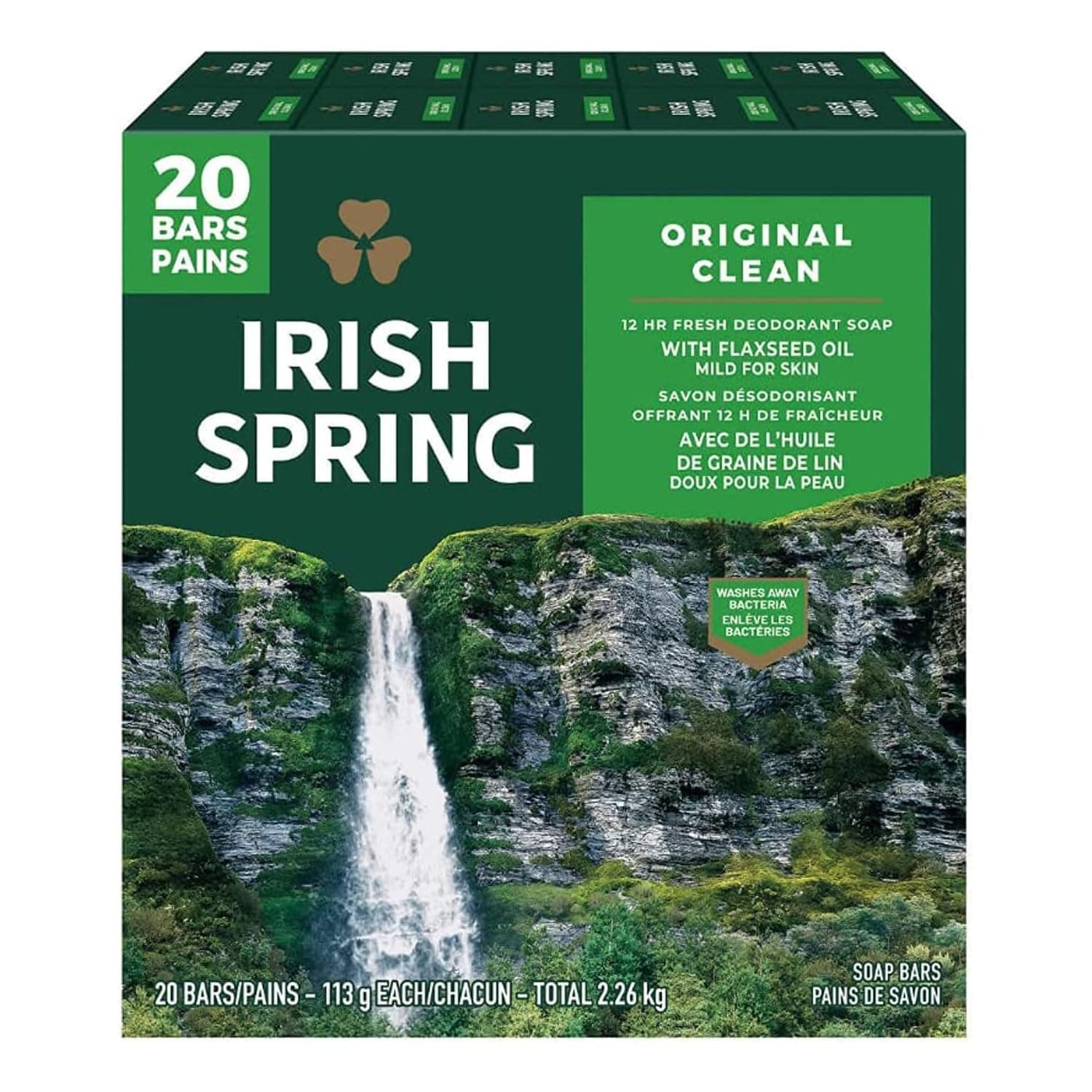 Irish Spring Deodorant Soap Original - 3.99 Oz Each Bar x 20 Count