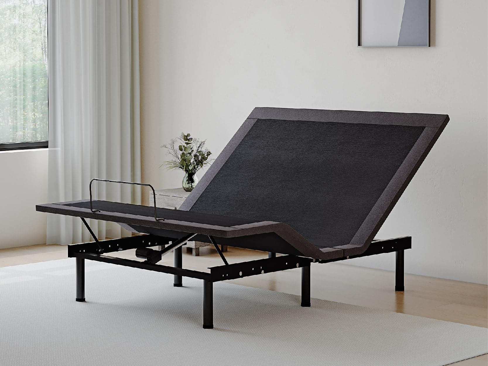 Queen Adjustable Bed Base Frame,Electric Bed with Head and Foot Incline,Soft Cover & Zero Gravity & Wireless Remote with Backlight, 80"×60"×12",Black