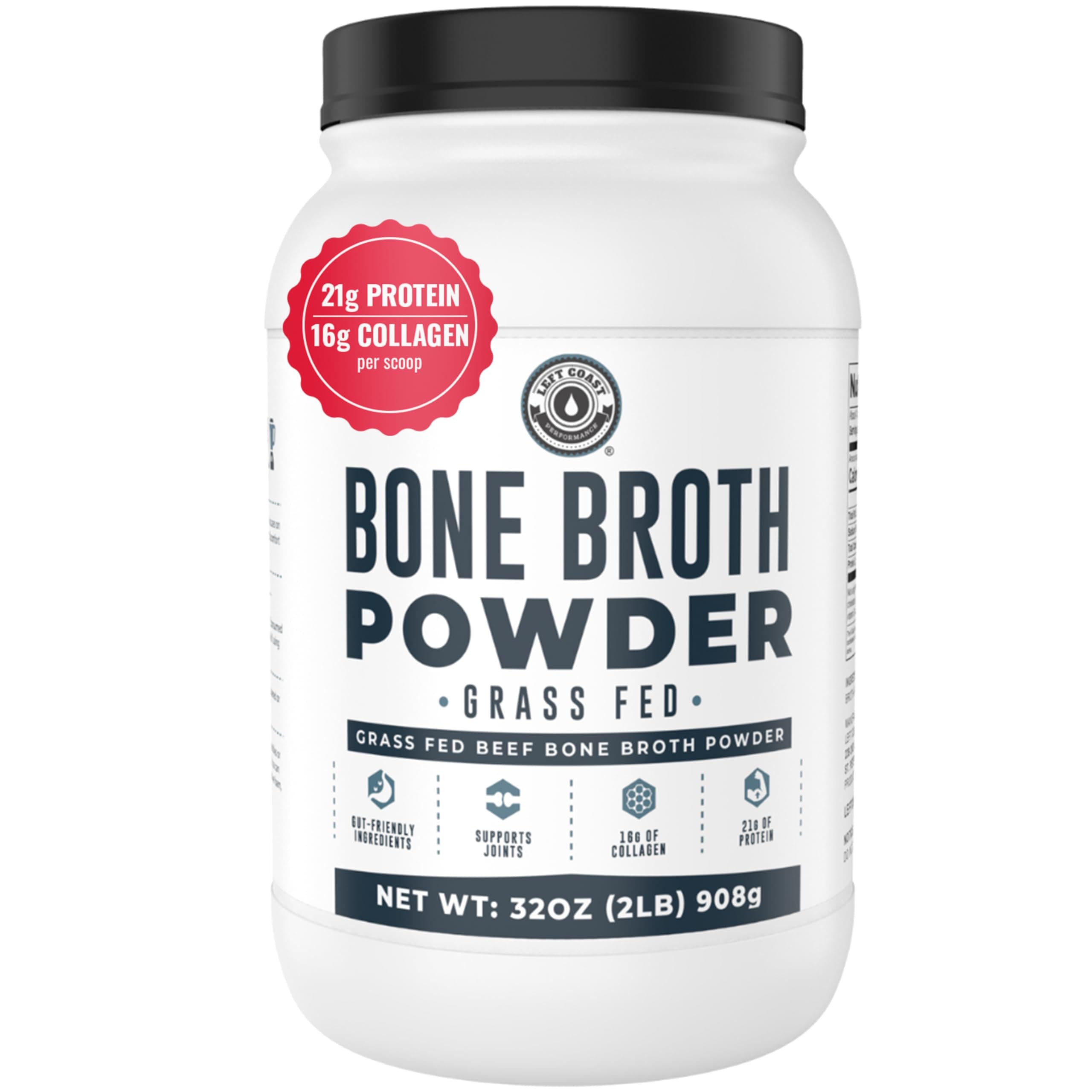 Bone Broth Protein Powder – Pure Grass-Fed Beef Bone Broth, Unflavored with Natural Collagen, Glucosamine & Gelatin – Paleo & Keto-Friendly, Non-GMO, Dairy-Free for Gut Health & Joint Support 32oz