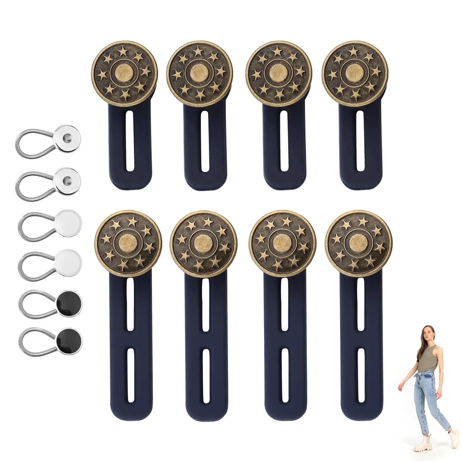 14 pcs Button Extender for Trousers, Button Waist Extender, Button Extender for Mens & Women Trousers, Extended Jeans Waistband Button Extender Set for Jeans Trousers Slacks Men Women