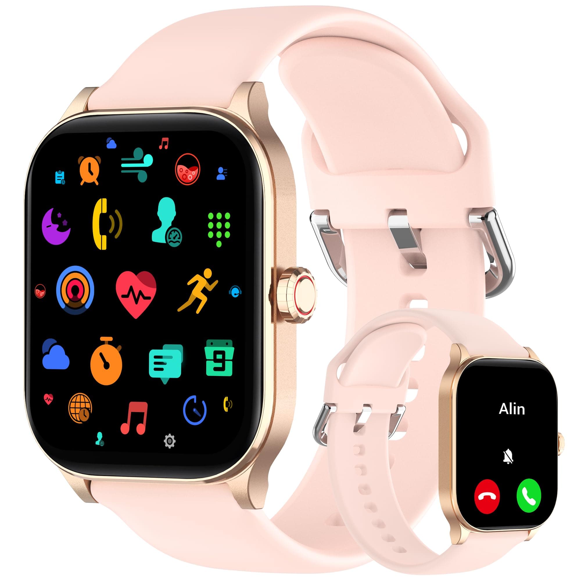 Smart Watch (Answer/Make Call), 1.85" Smartwatch for Android Phones and iPhone with Heart Rate,Sleep Monitor,Pedometer, 100+Sports Fitness Watch, IP68 Waterproof Fitness Tracker for Men Women