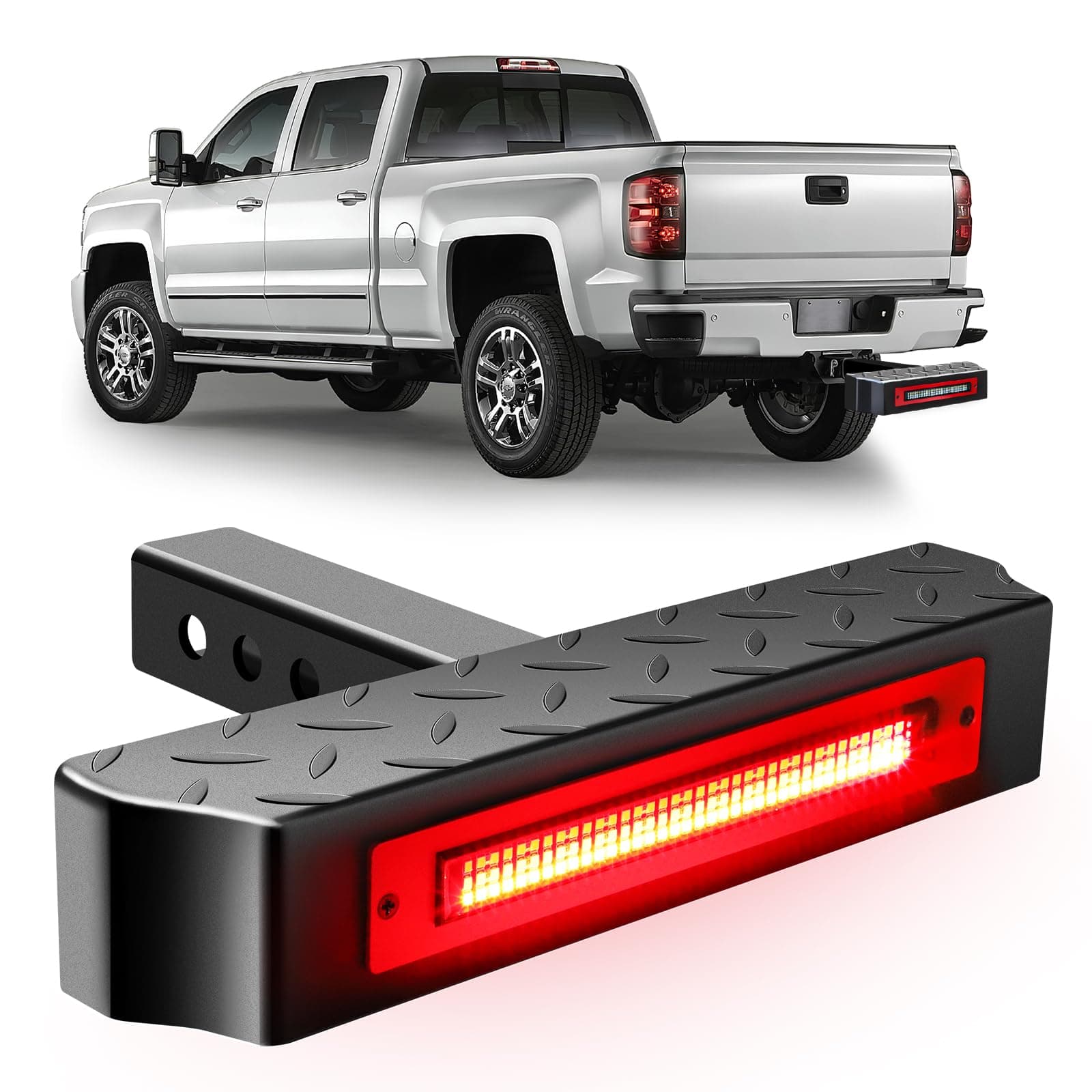 Hitch Step with Light 108 LED Lighting(6 Mode) Series Steel Hitch Bar 700lbs Max Load Universal Fit 2" Receiver for Trucks Chevy (Chevrolet), Ford, Toyota, GMC, Dodge RAM, Jeep, ATV SUV Van