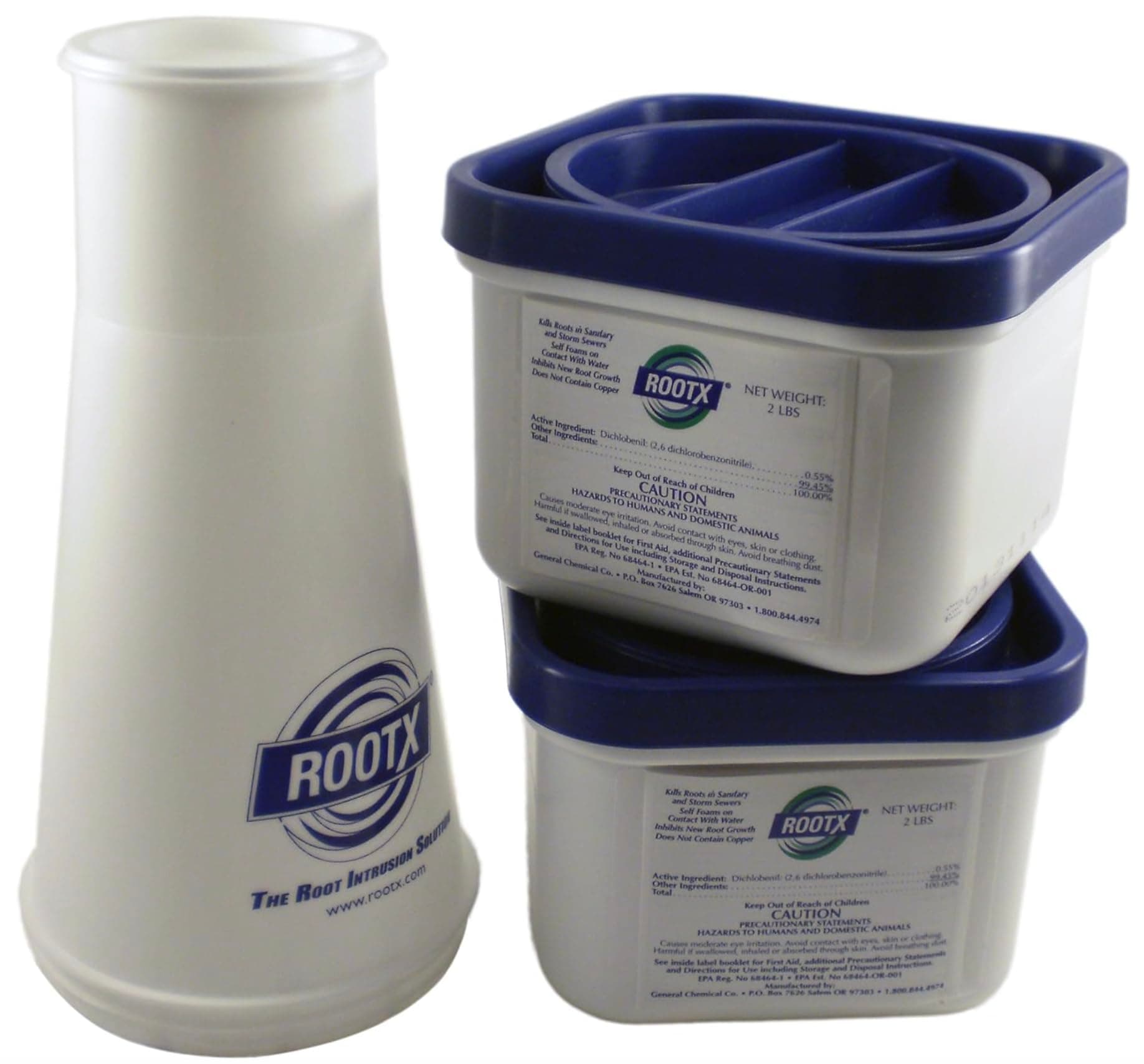 ROOTX - The Root Intrusion Solution Kit - Two 2 Pound Containers Plus Funnel - Bundle 3 Items