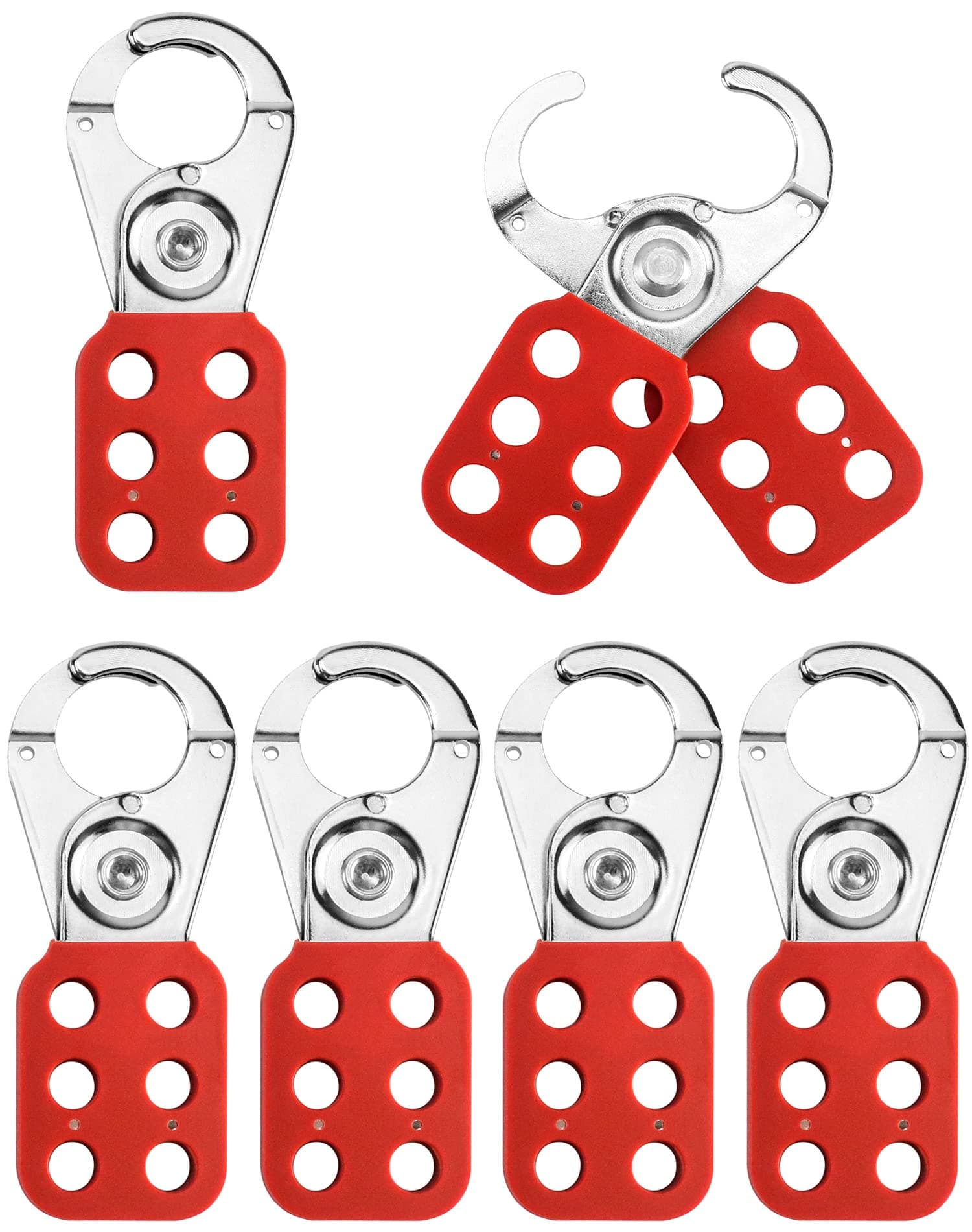 Lock Out Tag Out Hasp, 6 Pack Tamper-Proof Stainless Steel Padlock Hasp with Extended Jaw, Red