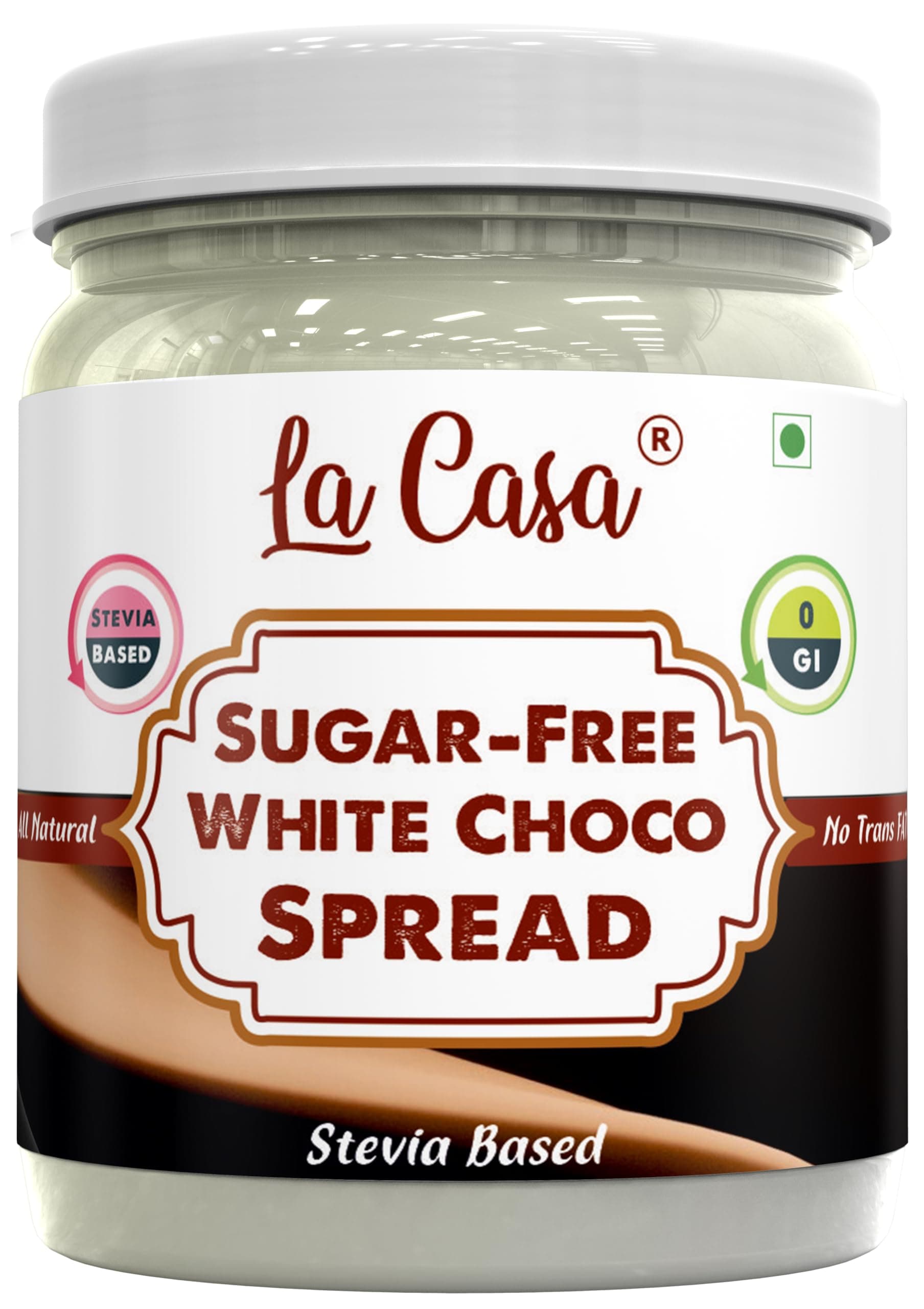 La Casa Sugar-Free White Chocolate Spread | Stevia Based | All Natural Indian Dessert Spread | Product of India | 350g