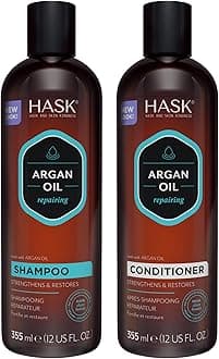 HASK Repairing Argan Oil Shampoo & Conditioner 355Ml (Pack Of 2) | For Dry Damaged Hair Type |Color Safe, Gluten-Free, Sulfate-Free, Paraben-Free