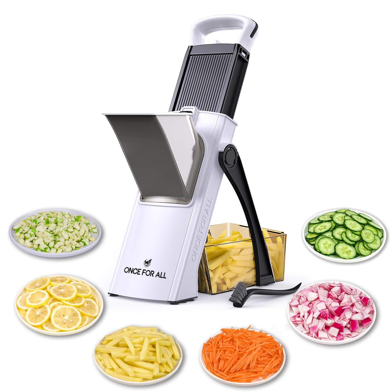 Upgrade Safe Mandoline Slicer Plus, Biger Size, Adjustable Vegetable Food Chopper Potato Fries Cutter, Detachable Blade, Kitchen Chopping Artifact, Gift (Black)