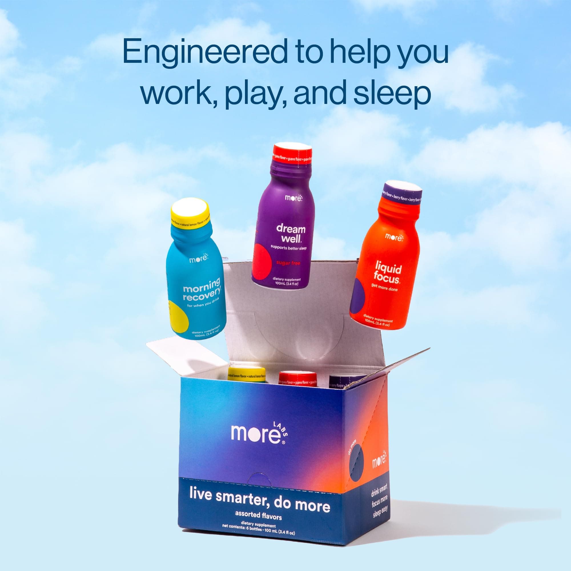 Lifehack Pack, Assorted Smart Drink Shots, Morning Recovery, Liquid Focus, Dream Well, Vegan, Non-GMO Variety Pack, 2 Bottles of Each (Pack of 6)