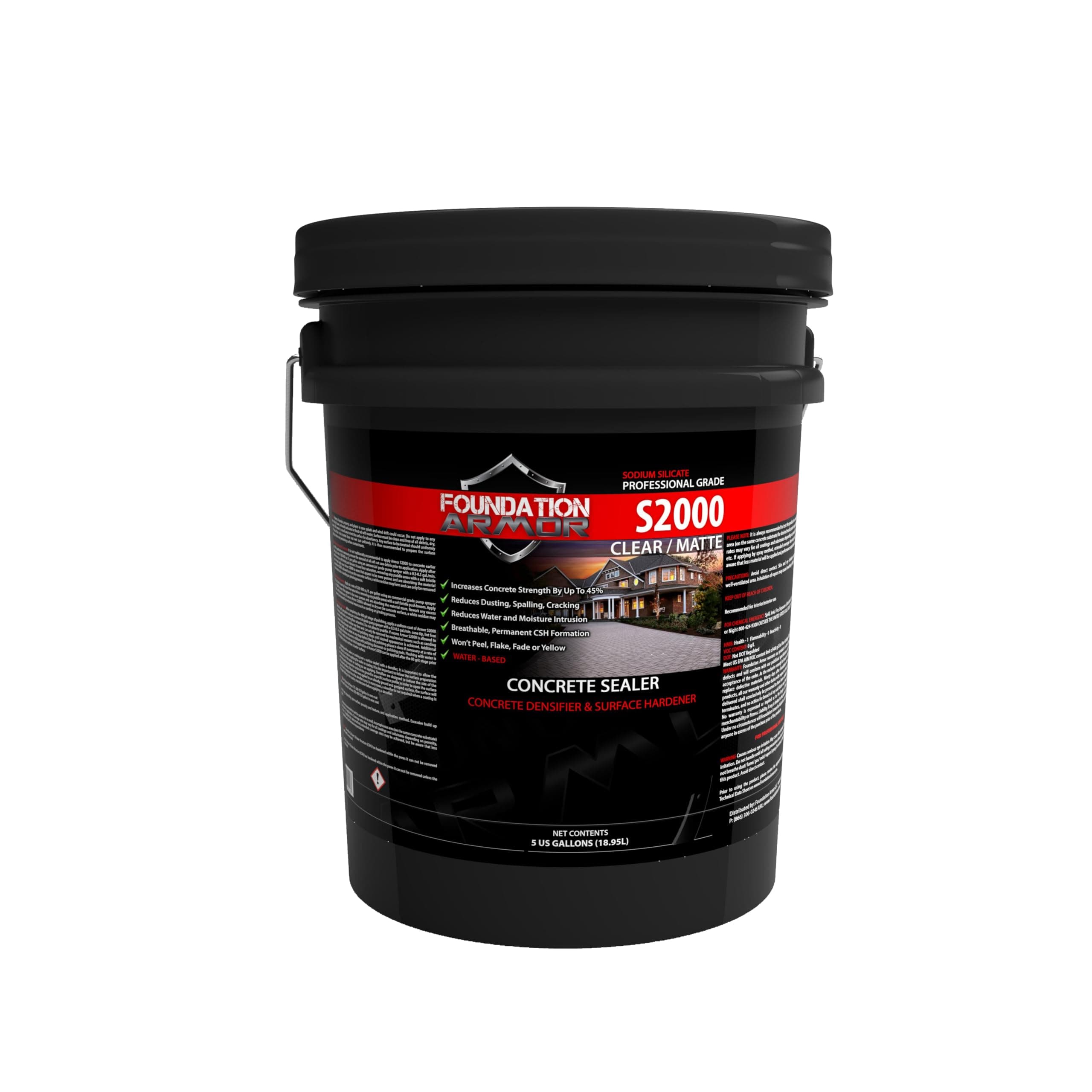 Armor S2000 Sodium Silicate Concrete Sealer and Surface Hardener (S2000-5 Gallon Pail)