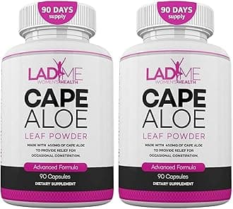 Pure Cape Aloe Herbal Laxative for Constipation Relief Healthy Bowel Movement Natural Colon Cleanse & Detox Dietary Supplement Designed for Women by Ladyme 180 Capsules