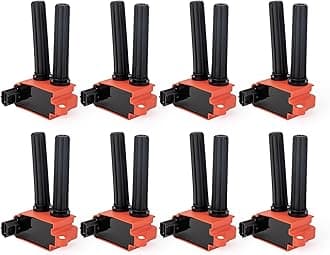 ENA Set of 8 Red Ignition Coil Pack V8 5.7 6.1 6.4 Compatible with Chrysler Dodge Ram Jeep Aspen 300 Challenger Charger Durango Magnum Commander Grand Cherokee 2005-2019 Coils for UF504 C56029129AA