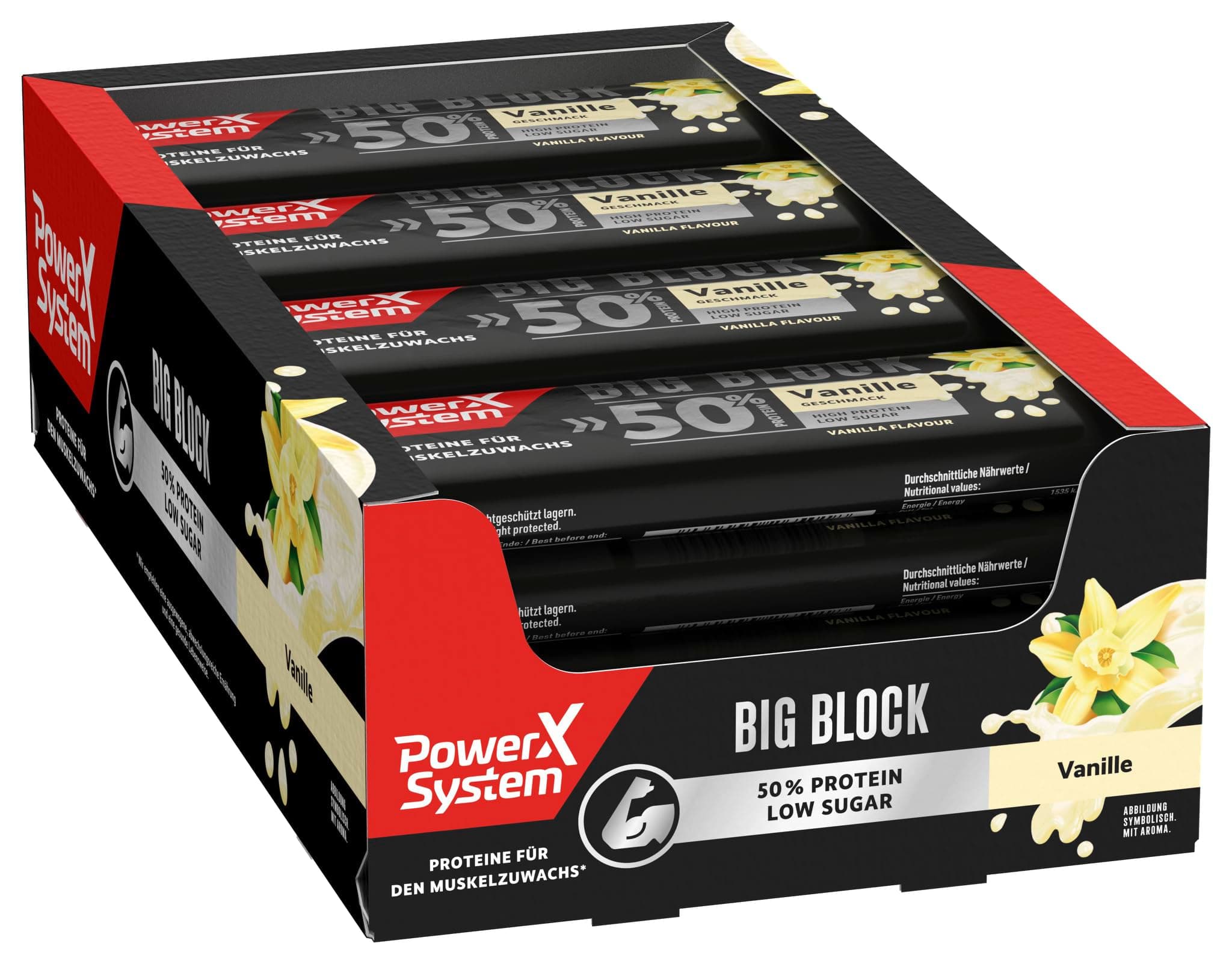 Power system Big Block, 50% Protein bar, Vanilla (16 x 100 g)