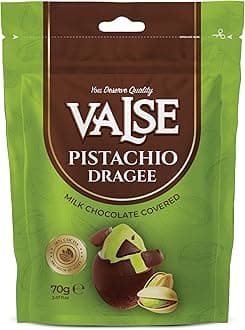 Chocolate Covered Pistachios Dragee, Milk Chocolate Covered Freeze Dried Pistachios Dragee, 2.47 oz Chocolate Covered Fruit, Chocolate Dipped Pistachios Dragee (Mini, Pistachio)