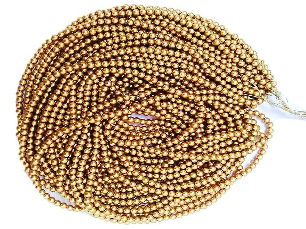 Jasol aari Work Antic Gold Beads for Sarees aari Work embrodery Work etc Pack of 12 Chain Bunch 40 cm/12 chain/1224 Pices (4mm)
