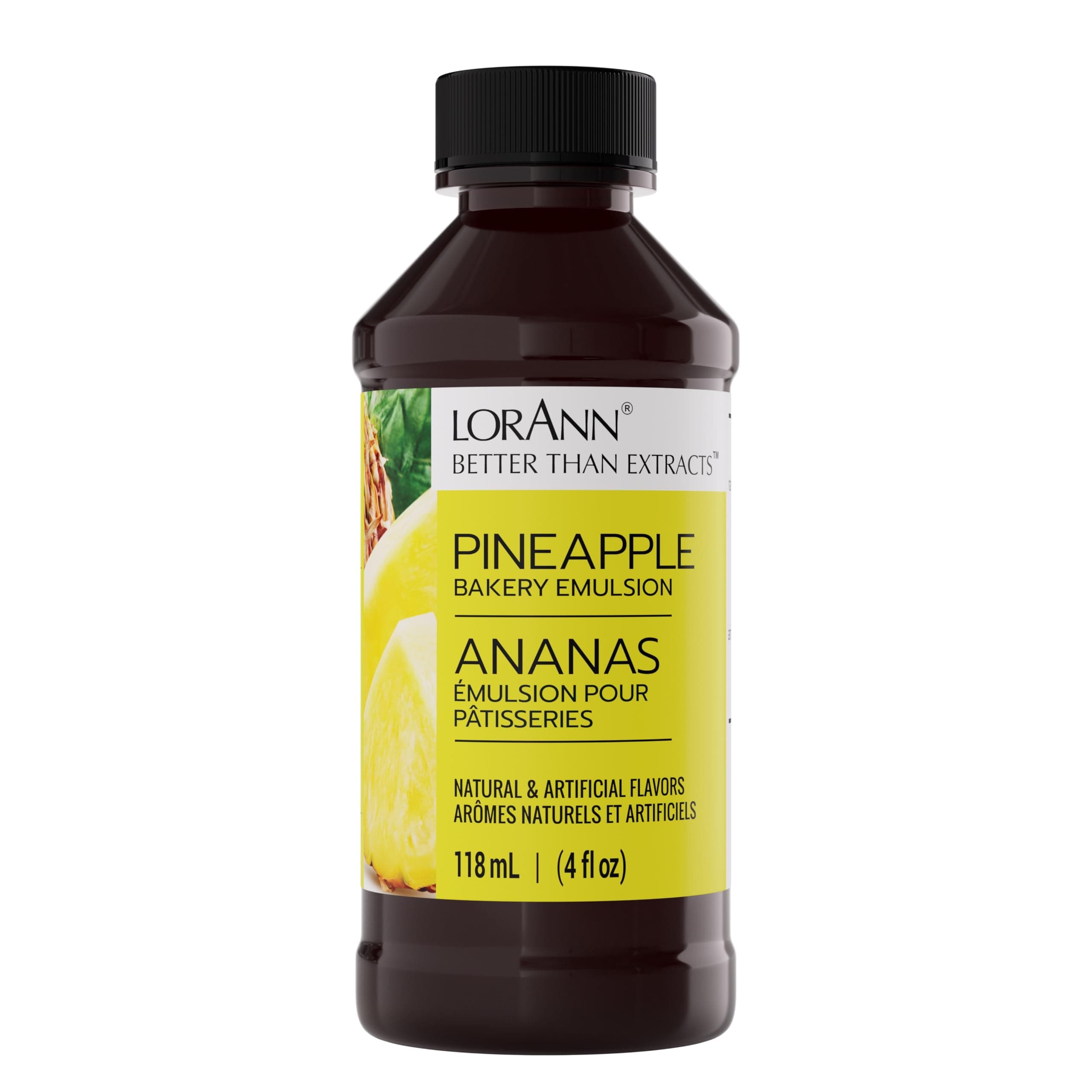 LorAnn Pineapple Bakery Emulsion, 4 oz - Intense Pineapple Flavor Extract for Baking, Cookies, Frosting, Ice Cream, Pineapple Pie, Smoothies and Beverage - Gluten Free, Vegan, Sugar Free, Nut Free