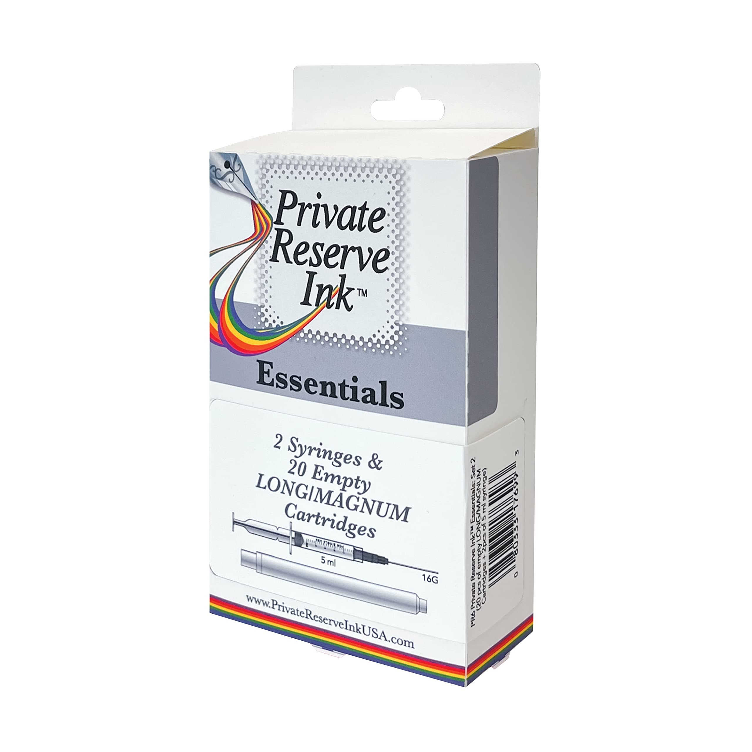 Private Reserve Ink Essentials: Kit 2 (20 pcs of Empty Long cartridges + 2 pcs of 5 ml Syringe)