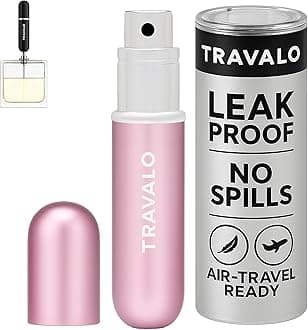 Travalo Classic HD Perfume Atomizer - Leak-Proof and TSA Approved for Air Travel - Reusable, Airtight, Easy-Fill Mini Pump Sprayer - Lightweight, Elegant Design w/Volume Window - Perfect Pink 0.17oz