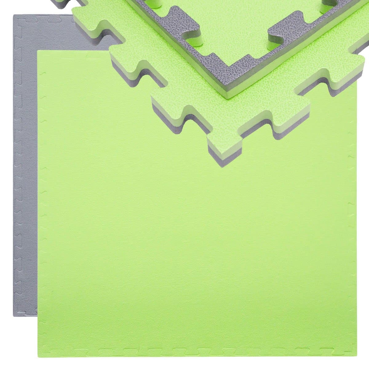 EYEPOWER Exercise Puzzle Mat 20mm thick EVA foam Protective Flooring 90x90cm for fitness sport reversible Gray Green