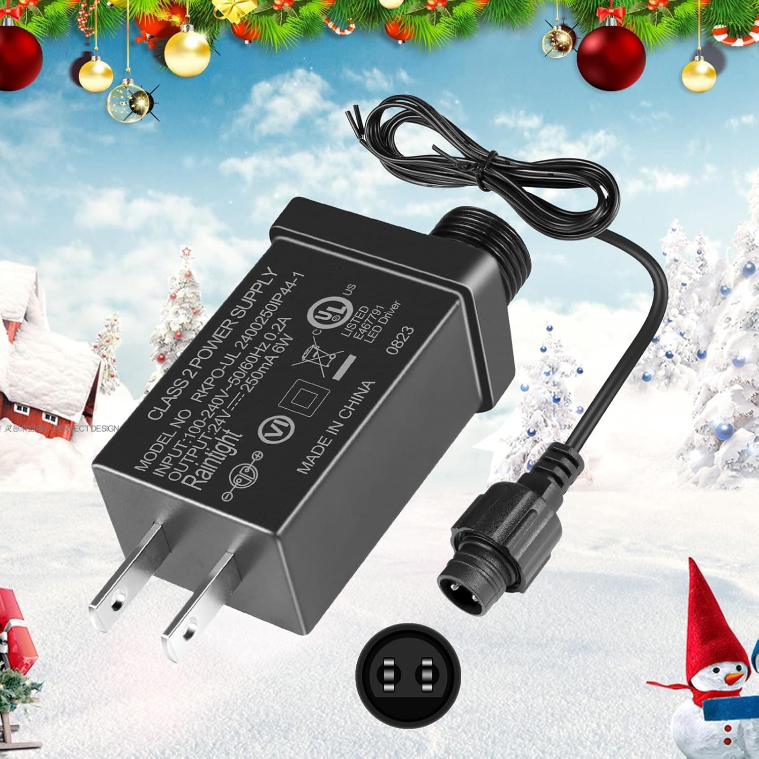 inShareplus 24V 0.25A LED Transformer Replacement Adapter, 6W Class 2 Power Supply, IP44 Waterproof AC 100-240V to DC 24V Driver, for Christmas Tree Light, String Light, Lawn Lamp, Inflatable Device