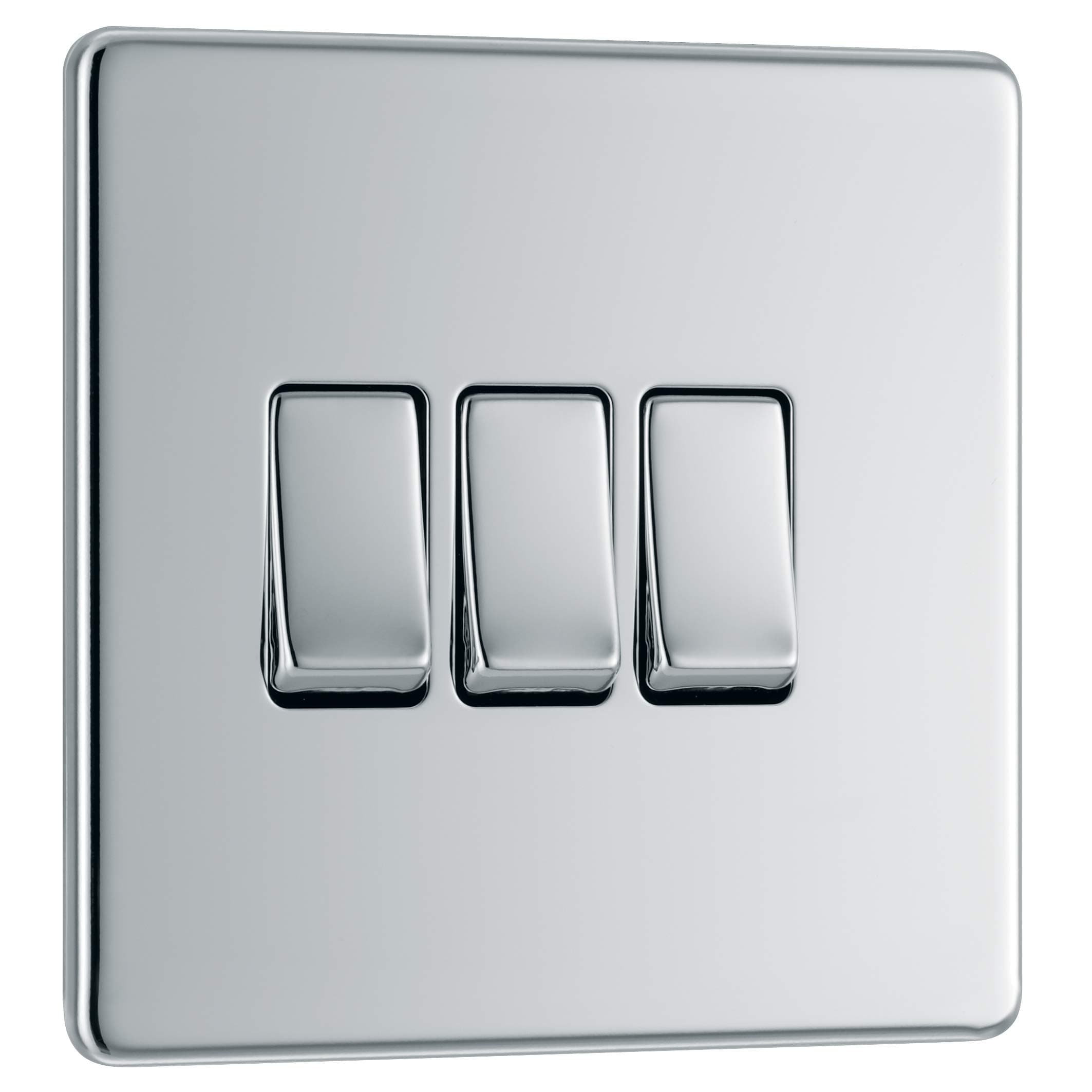 BG Electrical Screwless Flatplate Triple Light Switch