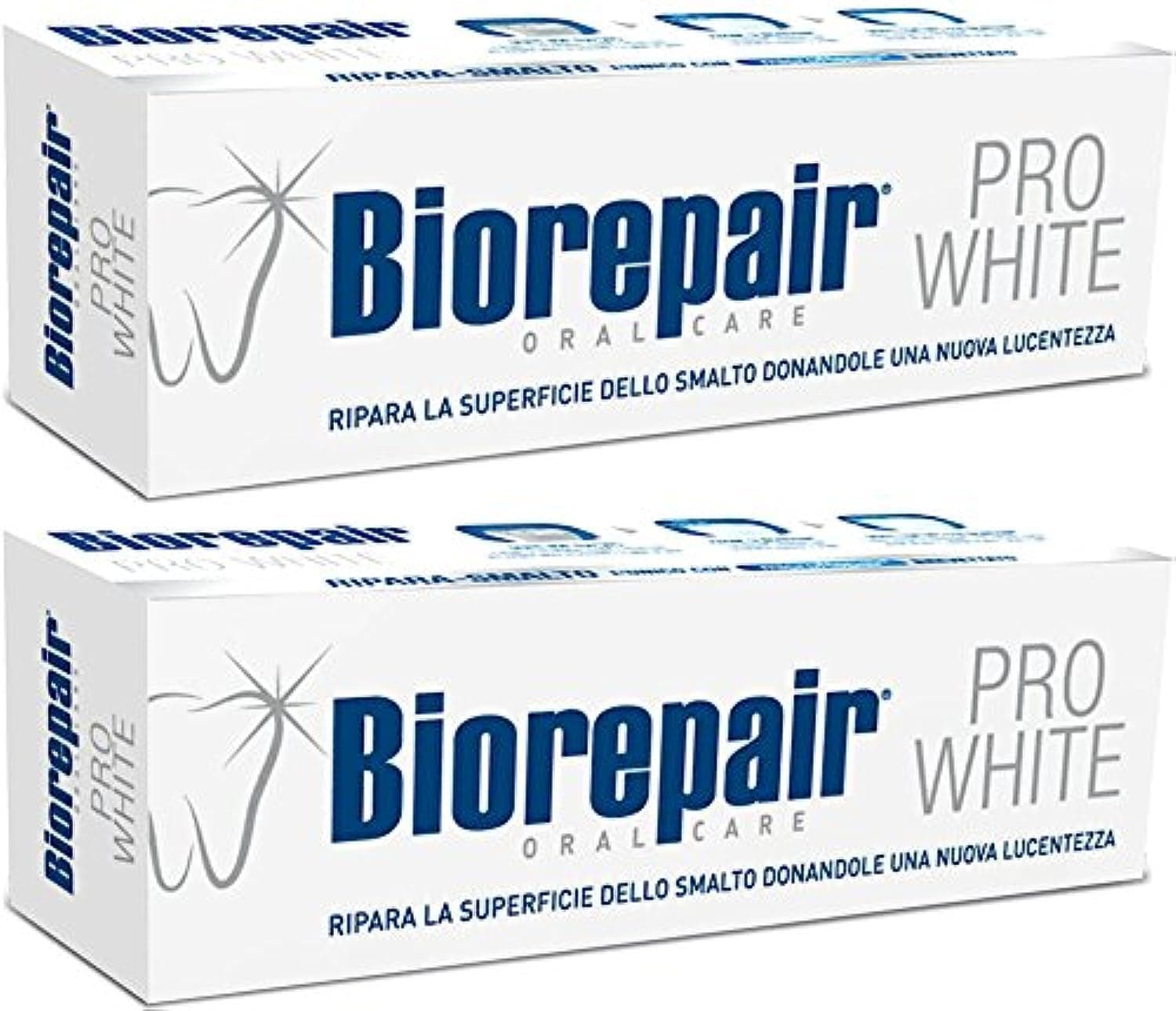 Biorepair:"Pro White" Whitening Toothpaste with microRepair - 2.5 Fluid Ounce (75ml) Tubes (Pack of 2) [ Italian Import ]