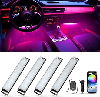 Honalia Smart Car Interior Light with APP Control RGB Car Interior LED Light Bar Music Sync Colour Changing for Hard Light Bar Atmosphere Neon Lights for Cars SUVs Trucks for Women Men Friends, DC 12V
