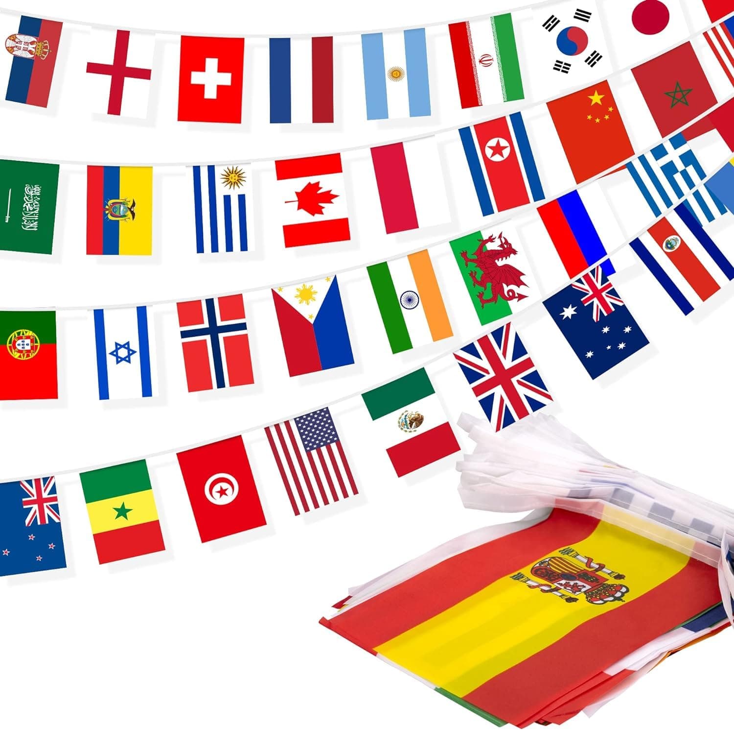 KSNOW 100 Countries String Flag, 82 ft International Flags Bunting Banner, World Flag Banner Decoration for School, Sports Events, Grand Opening, Party