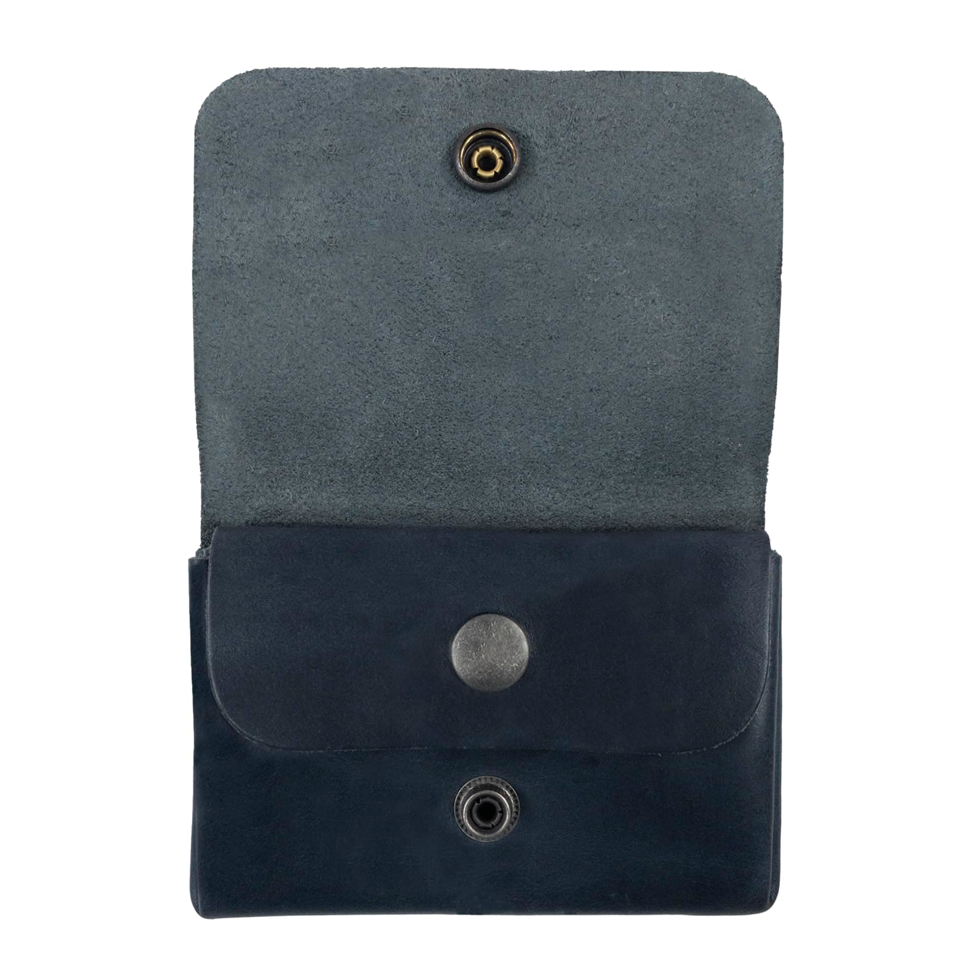 Double Pouch Wallet for Men and Women, Rectangular Card Holder, Money Organizer, ID Case, Classic Style, Full Grain Leather, Handmade, Slate Blue