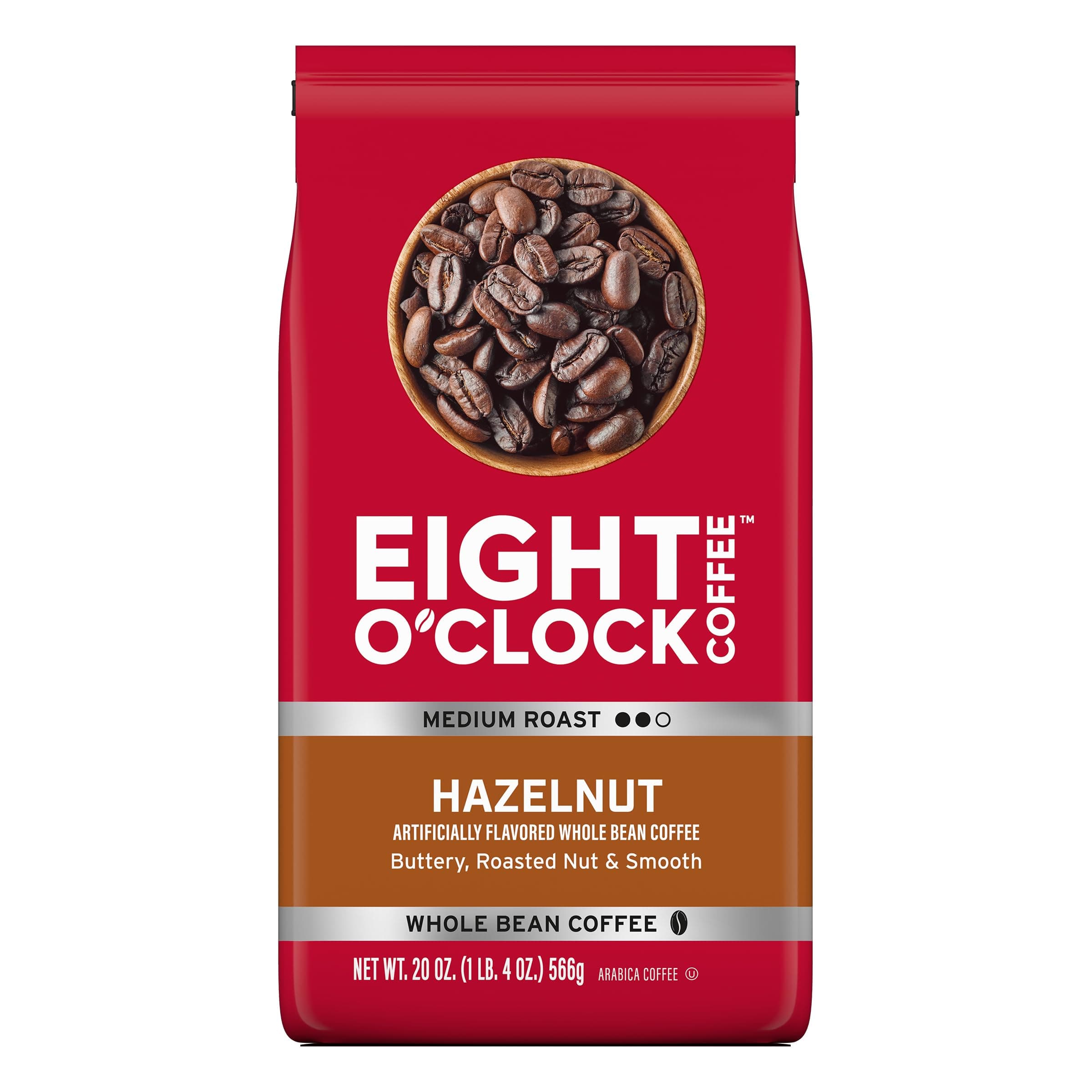 Hazelnut Whole Bean Coffee, Medium Roast, 20 Ounce (Pack of 1) - Buttery, Smooth & Nutty