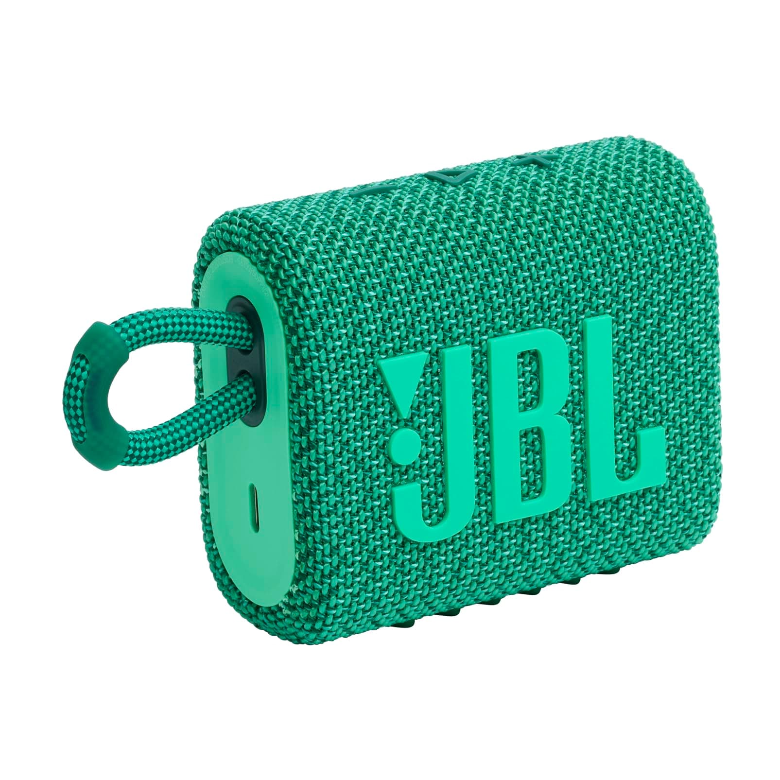 JBL Go 3 Eco - Portable Mini Bluetooth Speaker, big audio and punchy bass, IP67 waterproof and dustproof, 5 hours of playtime, Made in part with recycled materials (Eco Green)