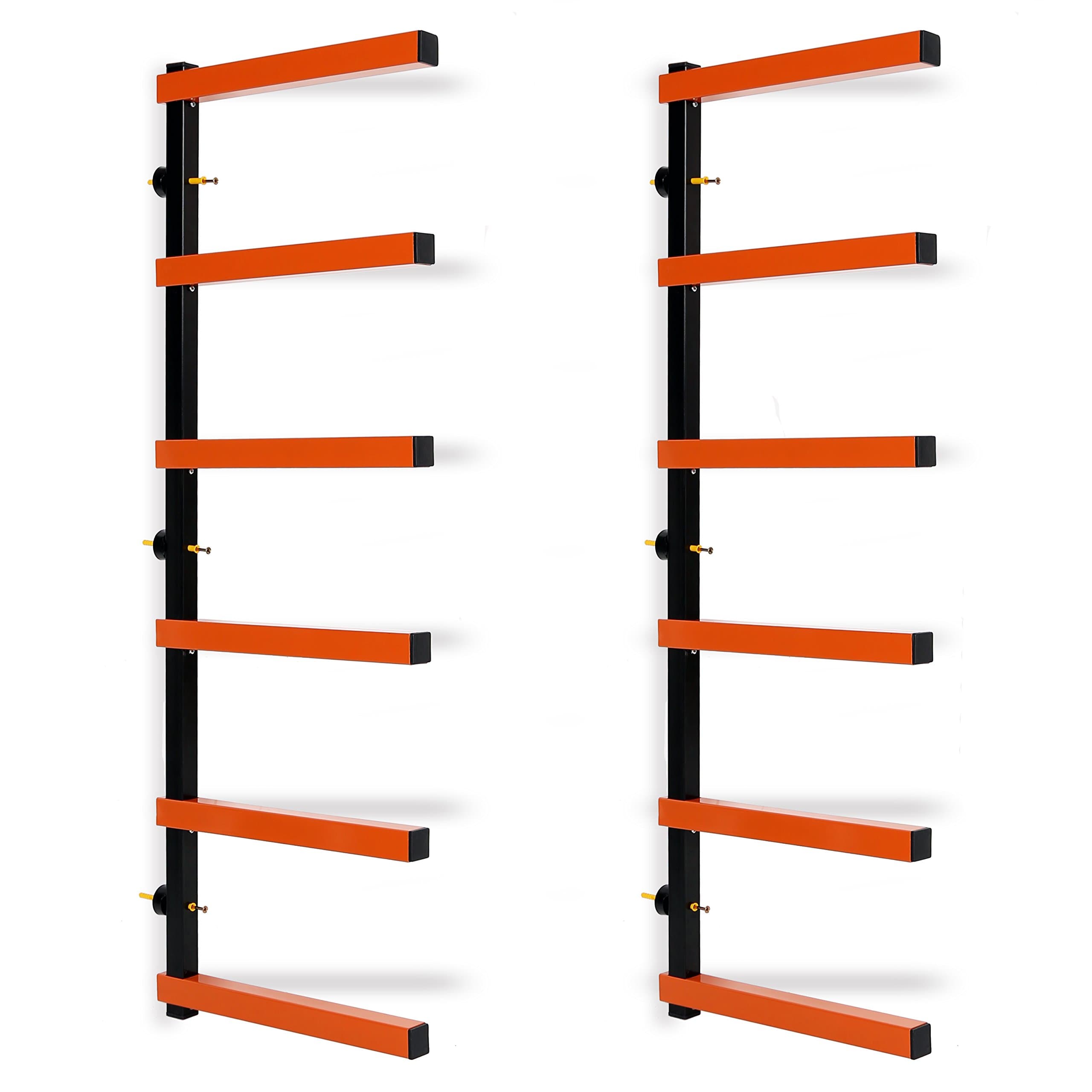 Six-Level 600 lb Capacity Lumber Storage Rack Wall-Mounted both Indoor and Outdoor Use Wood Organizer Rack