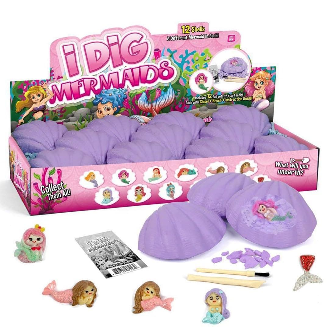 12-Pack Mermaid Discovery Set for Kids - Exciting Seashell Digging Adventure - Educational Princess Collection of Mystical Sea Life