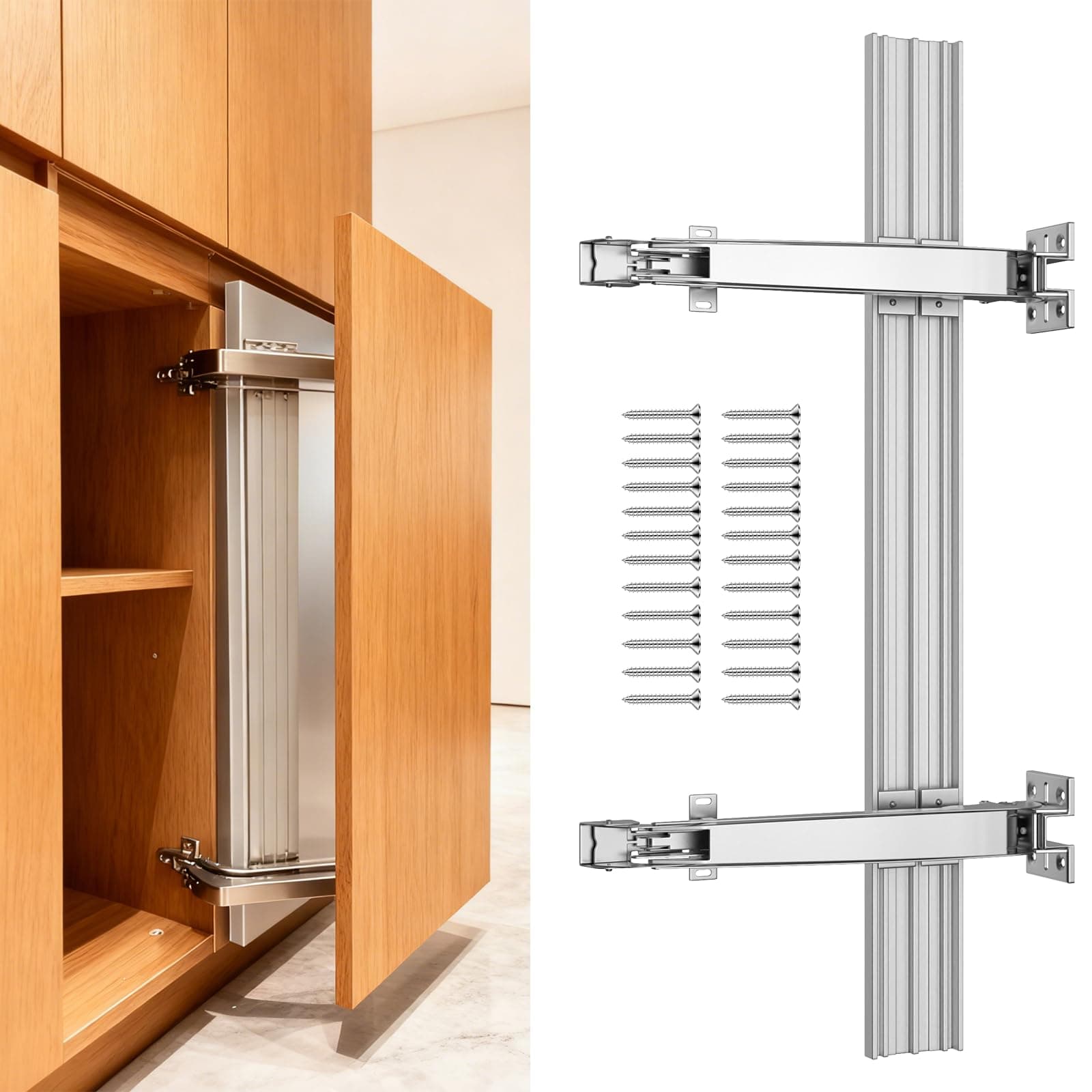 Lateral Opening Door Hinge Set 180° Parallel Opening Cabinet Wardrobe Door Sliding Load-Bearing 15.4lb Heavy Duty Hinge