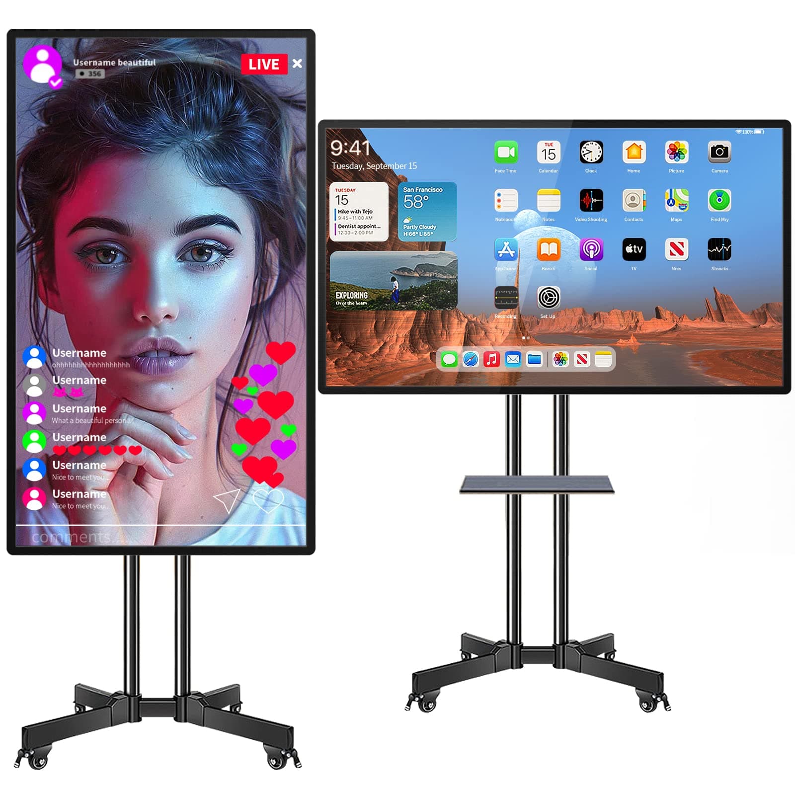 Smart Board, 43 Inch JYXOIHUB Interactive Whiteboard, Electronic Whiteboard, Screen Mirroring from Android and iOS for Live Streaming, for Advertising Display and Classroom (Wall Mount inclued)