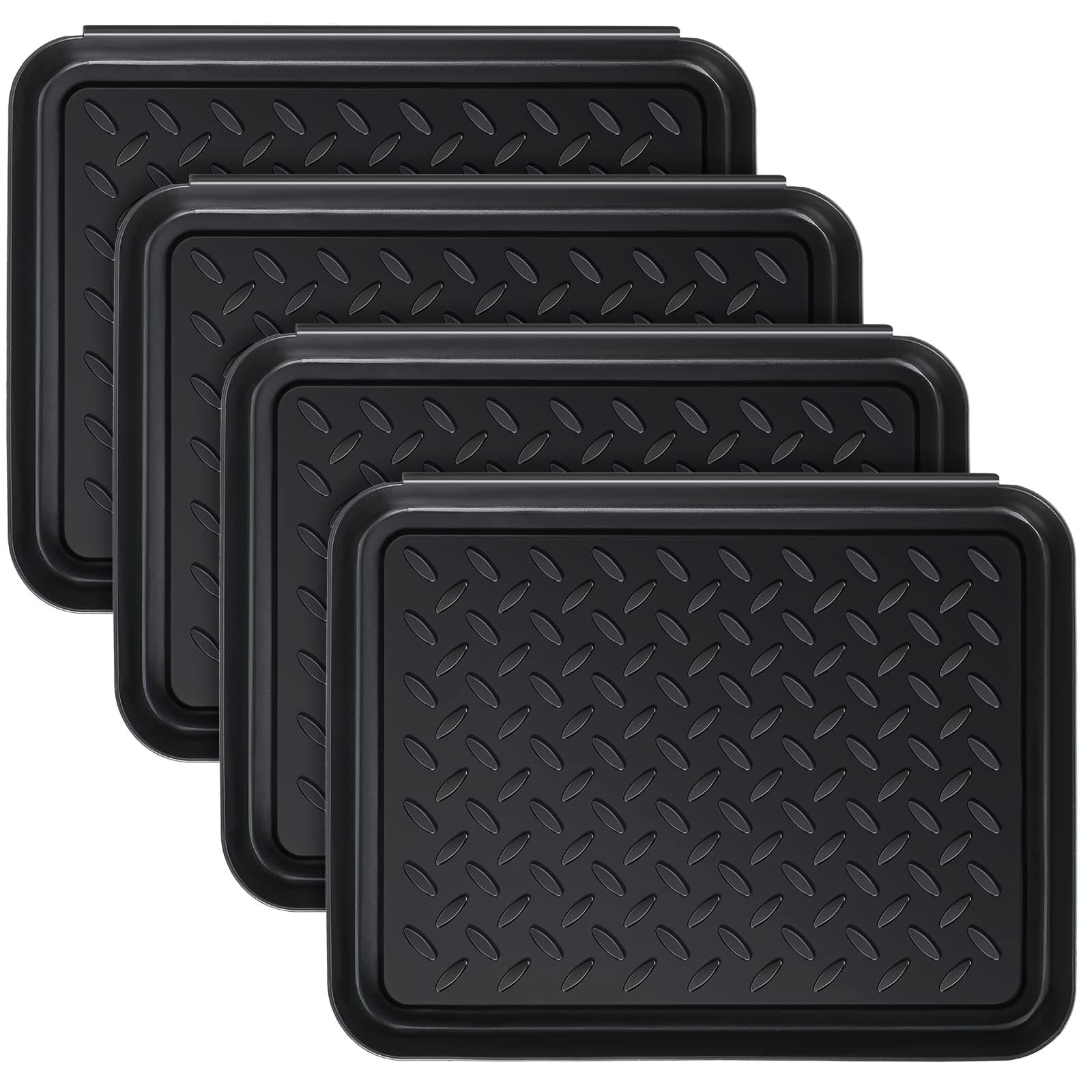 4 Pcs Boot Tray for Entryway Black Small Shoe Tray Waterproof Shoe Mat Front Door 13.78 x 10.83 x 1.18 Inch Boot Mat Multi Purpose Plastic Accessories Pet Entryway Indoor and Outdoor Use