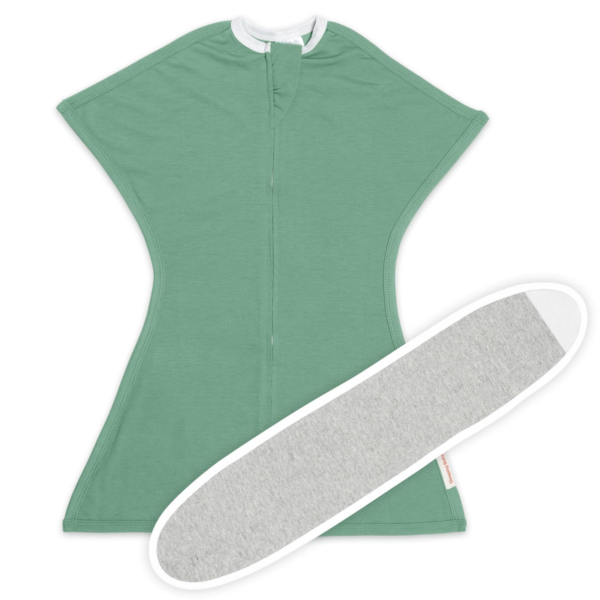 SleepingBaby Zipadee-Zip Transition Swaddle (Basil, Small for 4-8 Months) and Snuggle Strap (Grey, One Size) - Wearable Baby Blanket and Accessory for Easy Diaper Changes - Polyester, Spandex