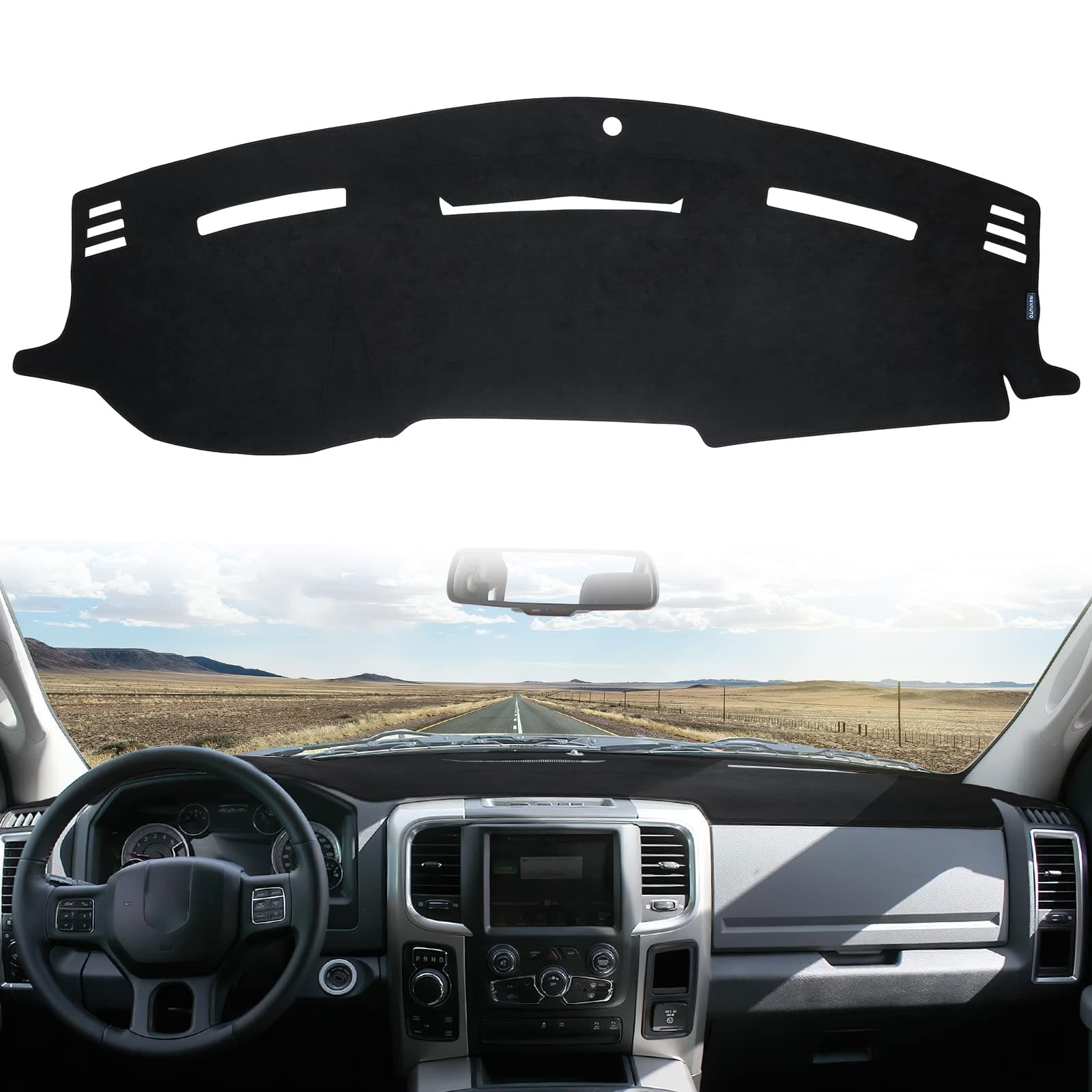 ISSYAUTO Dashboard Cover Mat Dash Cover Compatible with 2010-2018 Ram 1500 2500 3500 & 2019-2024 Ram 1500 Classic Model, Dash Board Protector Cover