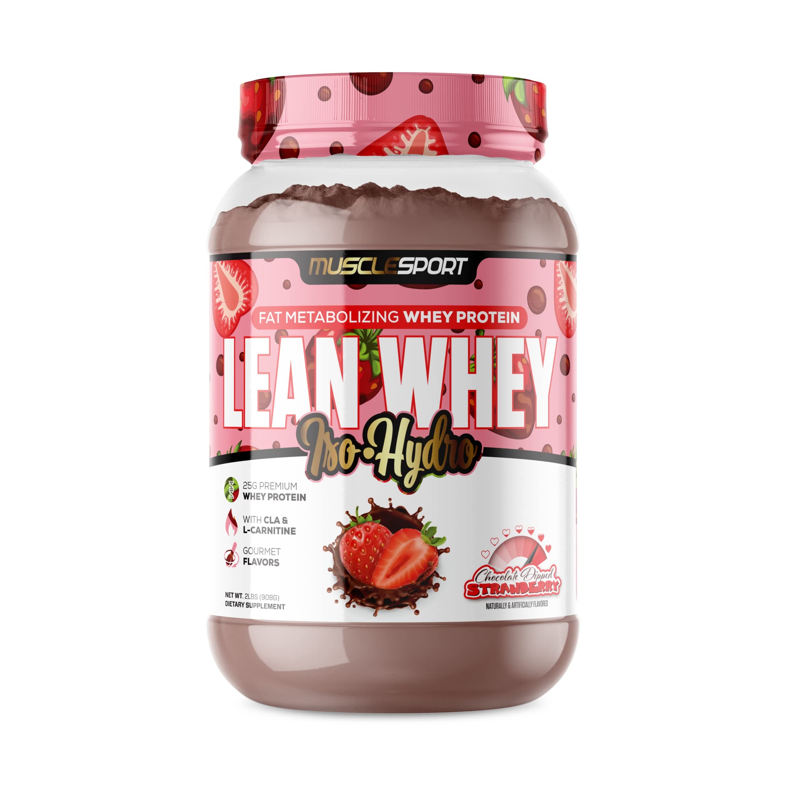 Lean Whey Revolution™, Whey Protein Isolate with Hydrolyzed Whey - Low Calorie, Low Carb, Low Fat, Incredible Flavors - 25g protein per scoop (2LB, Chocolate Dipped Strawberry)