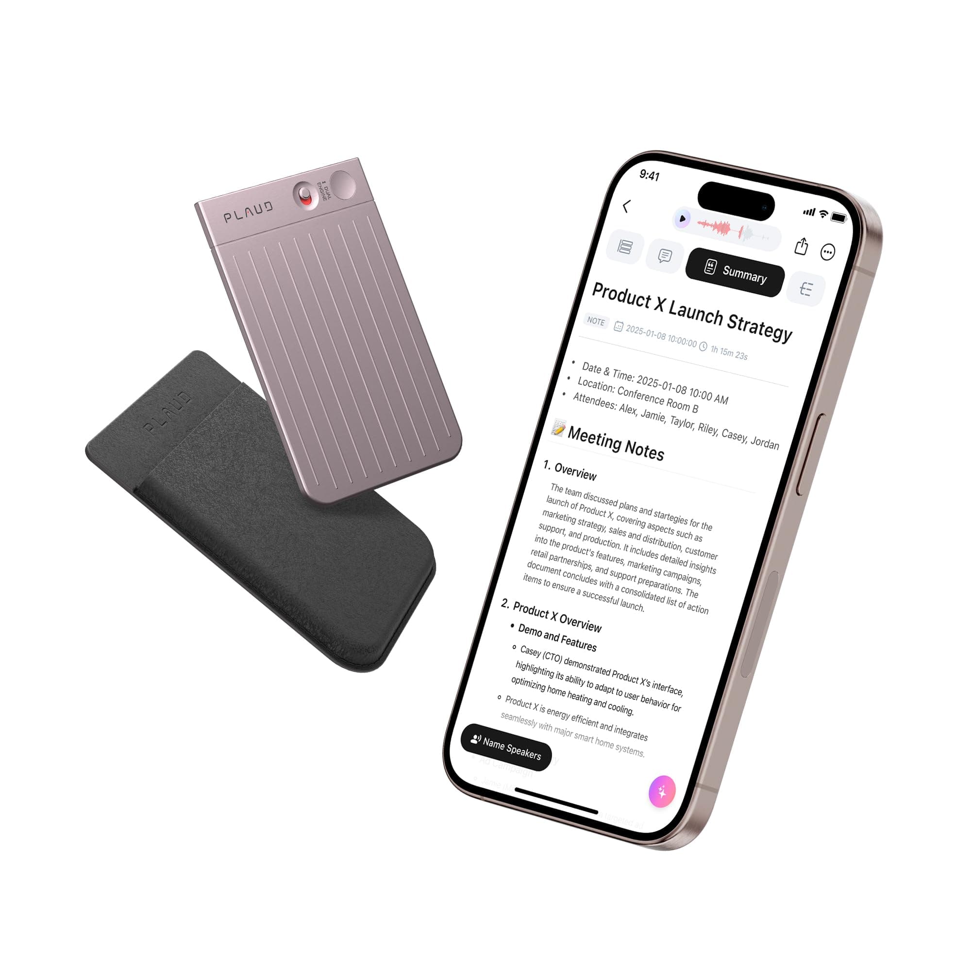 - Note Smart Voice Recorder, Audio Recorder with Transcribe & Summarize, App Control, 64GB Memory, Perfect for Calls, Meetings, Interviews, Starlight