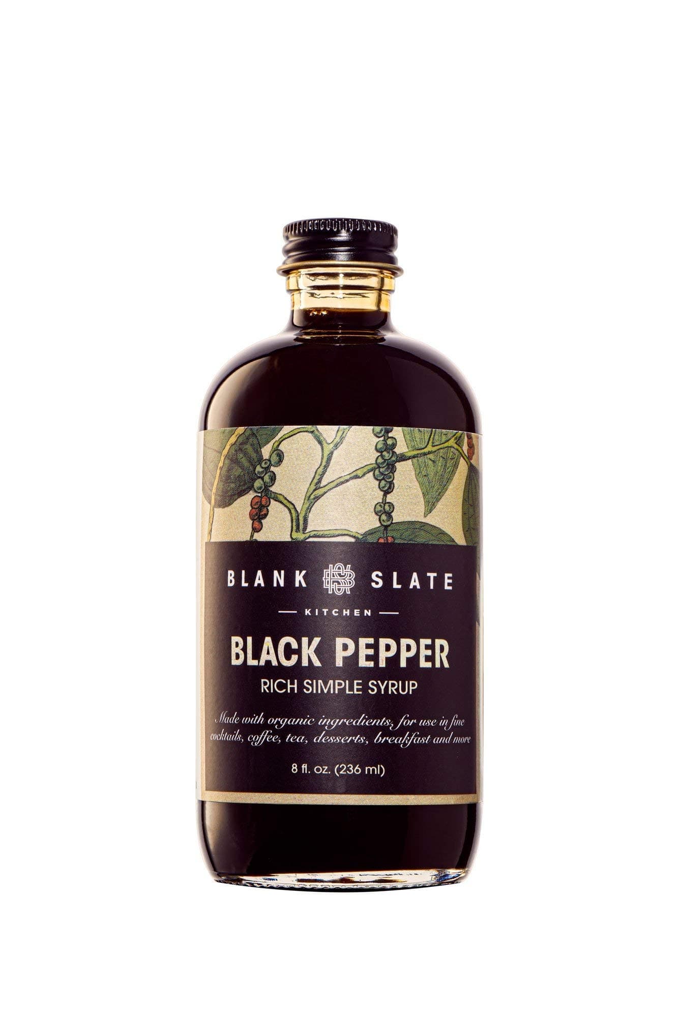 Black Pepper Rich Simple Syrup | by Blank Slate Kitchen | 8 ounce | Cocktail Mixer or Dessert Topping (pack 1)