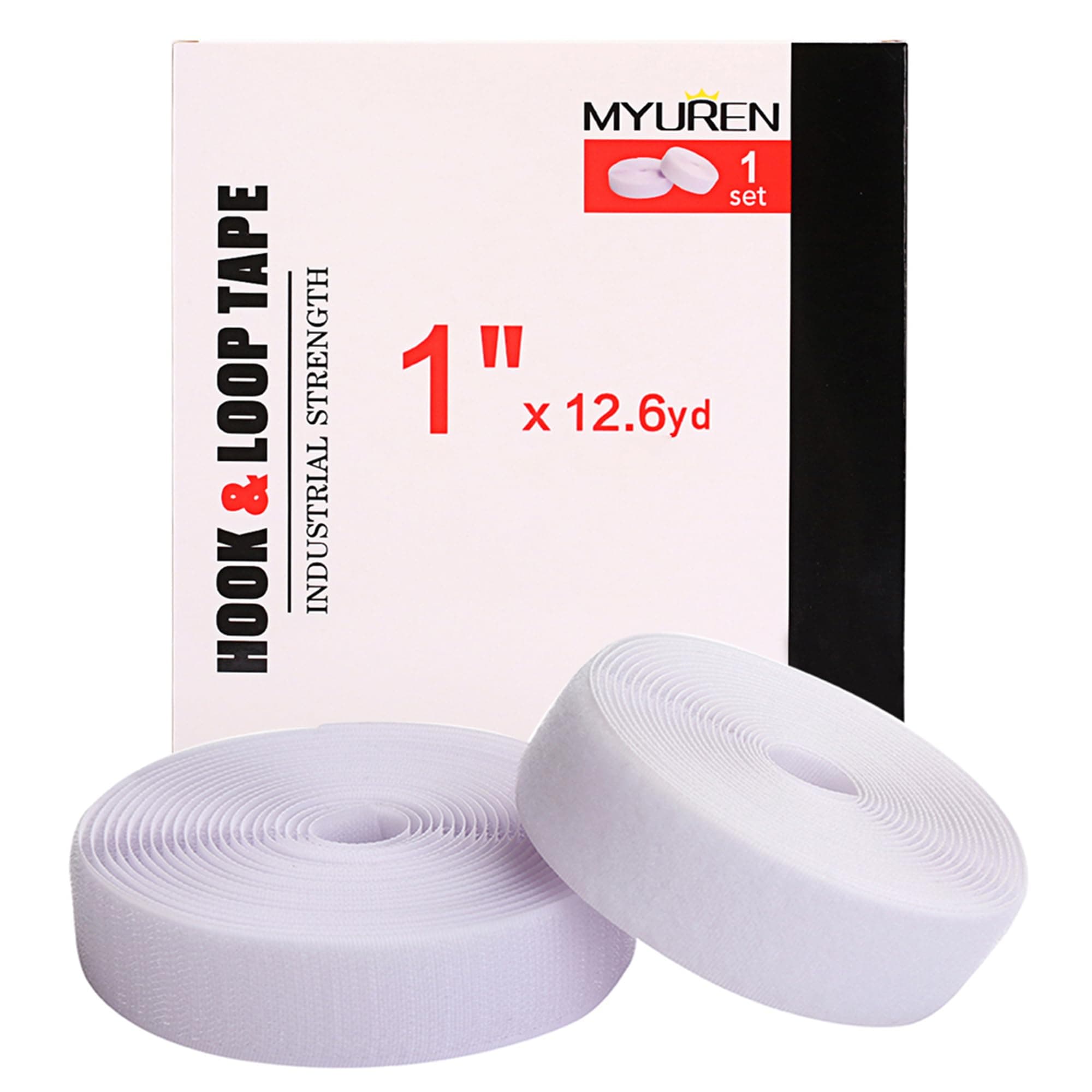 Sew on Hook and Loop Style 1 Inch Non-Adhesive Back Nylon Strips Fabric Fastener Non-Adhesive Interlocking Tape White,12.6 Yard