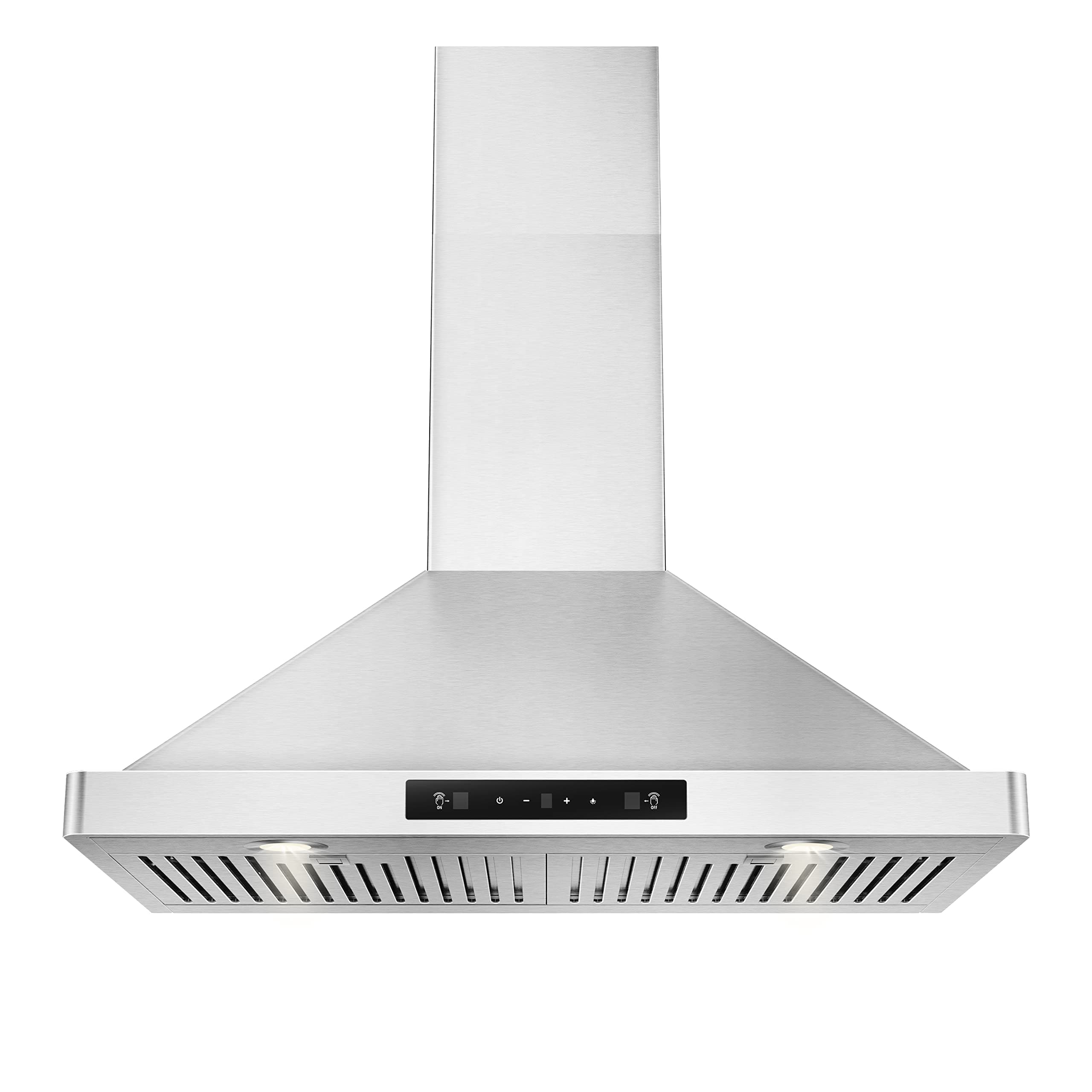 30 inch Wall Mount Range Hood 800 CFM, with DC Motor, Stainless Steel Vent Hood with 6 Speeds Exhaust Fan, Convertible to Ducted and Ductless, with stainless steel filters