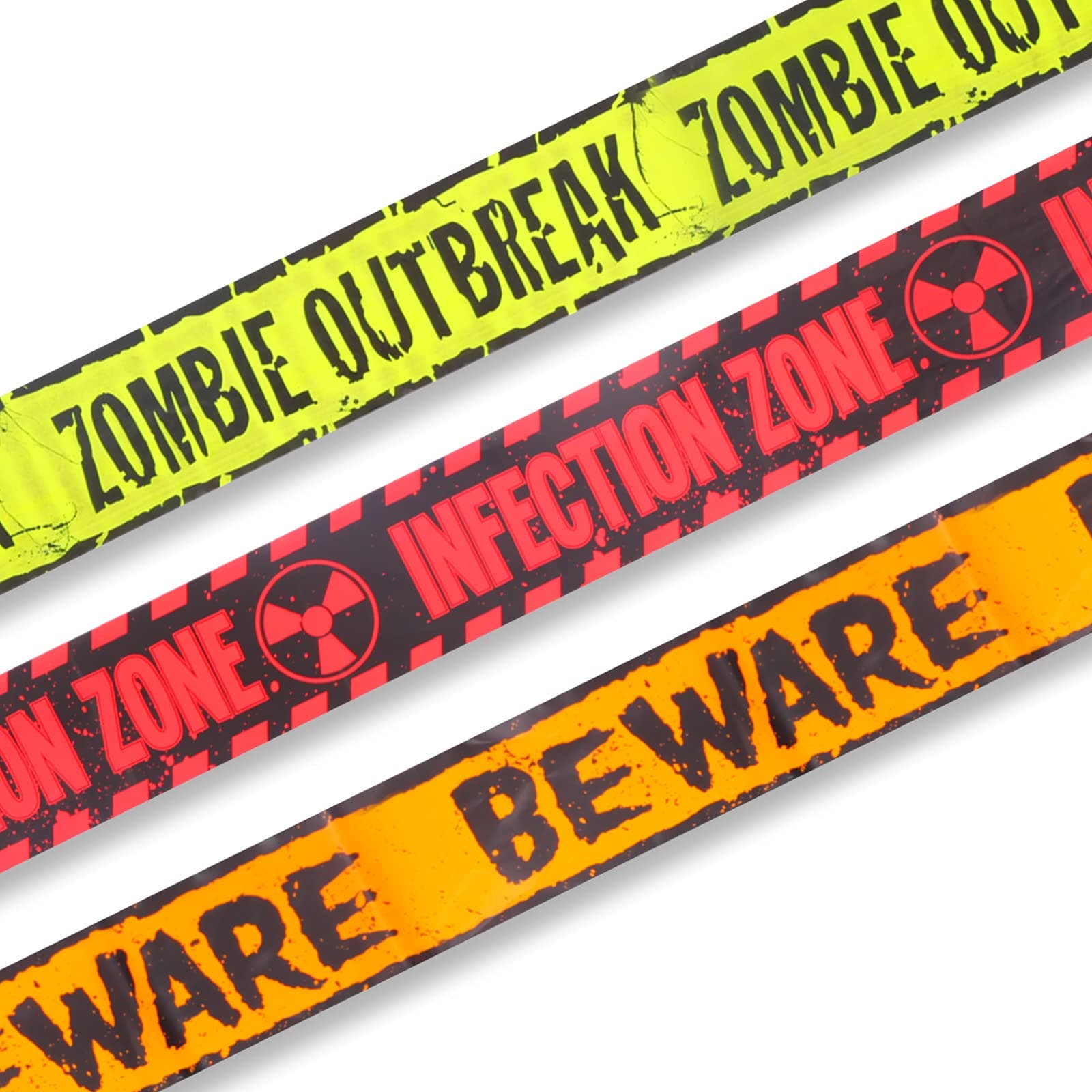 Halloween Fright Tape Bundle Tape Bundle Includes, Beware - Zombie Out Break - Infection Zone - 3 Pack, Creepy Scary Decoration Tape