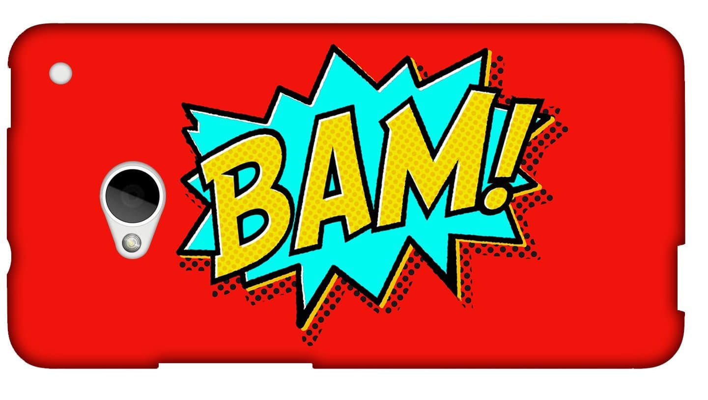 BAM POP ART Red HTC One M7 High Gloss Phone Cover Case Photo Quality - 3D Full Wrap Design