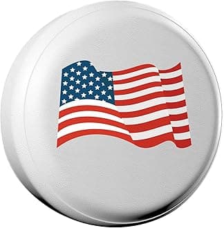 AmFor National Flag Spare Tire Cover, Universal Fit for Jeep, Trailer, RV, SUV, Truck,Tough Tire Wheel Soft Cover, Camper Wheel, Weatherproof Tire Protectors (WhiteFlag, 14 inch for Tire Φ 25"-27")