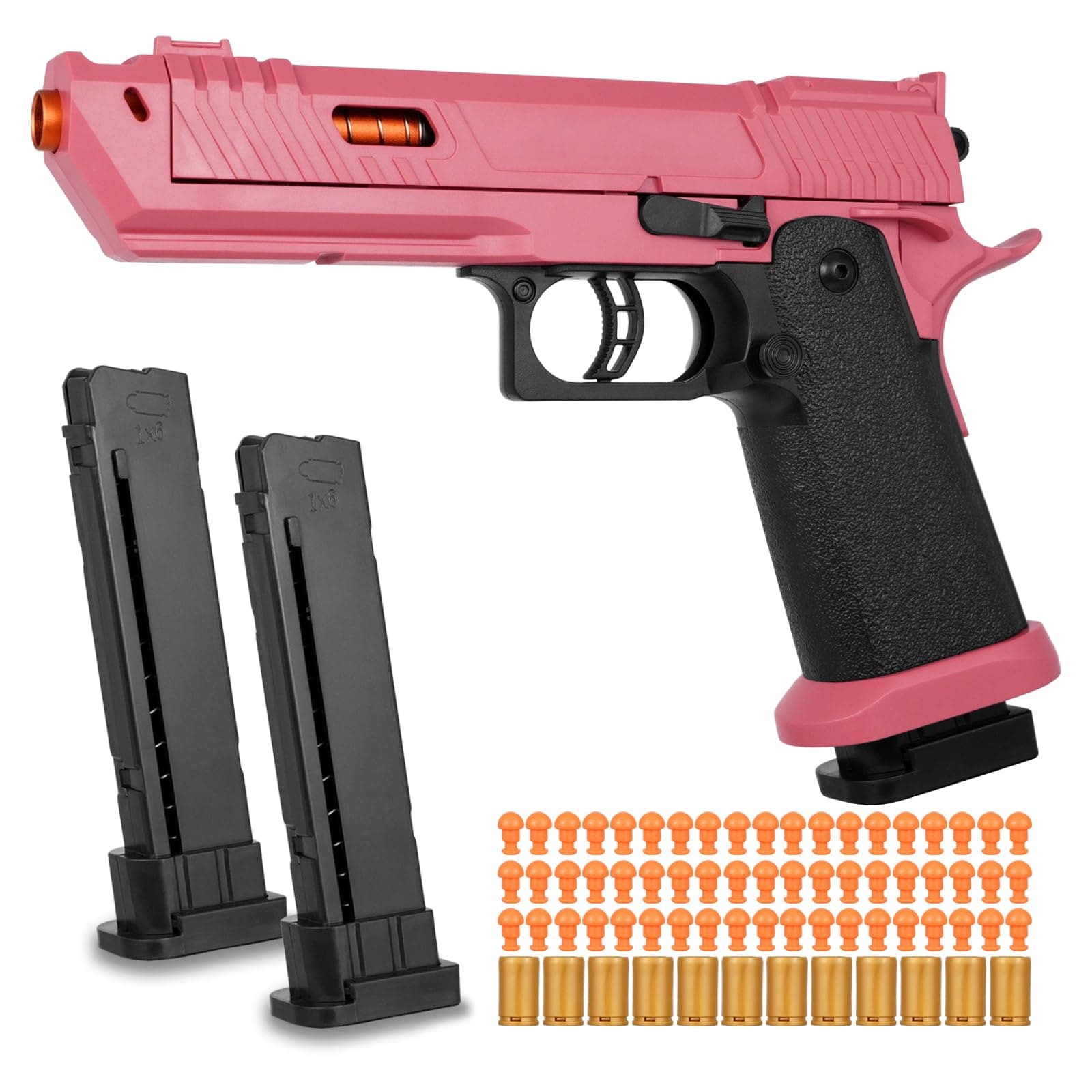 - Soft Bullet Toy Gun Shell Ejecting with 120 Bullets, Rapid-fire Realistic Toy Gun for Boys, Shooting Game Toy Pistol Model Gun, Christmas Birthday Gifts for Boys Girls Age 6+ (Red)