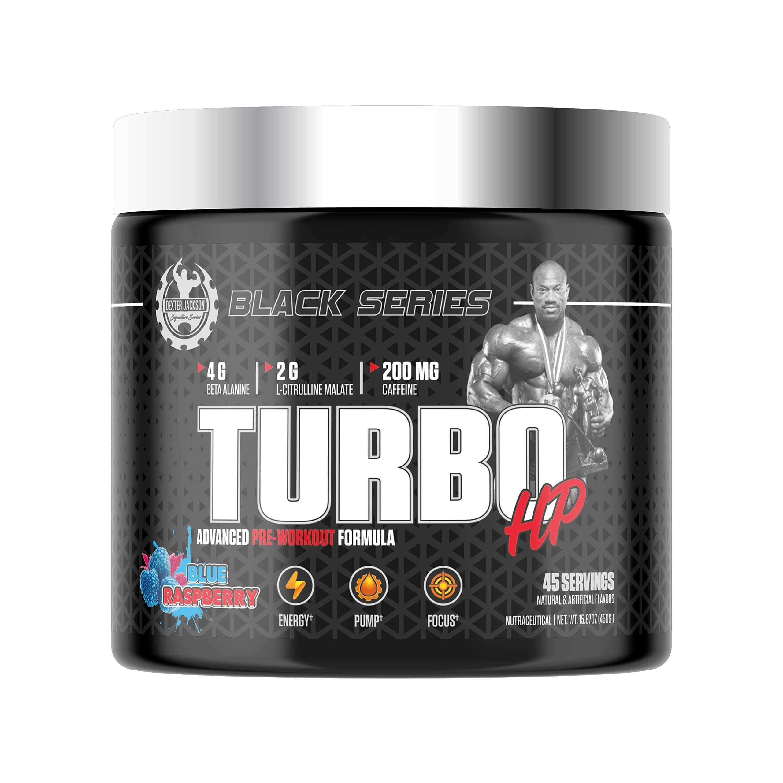 Black Series Turbo HP Pre Workout | Flavoured, Advanced Formula | Boost Energy and Performance | 45 Servings, 450 Gram (Regular, Blue Raspberry)