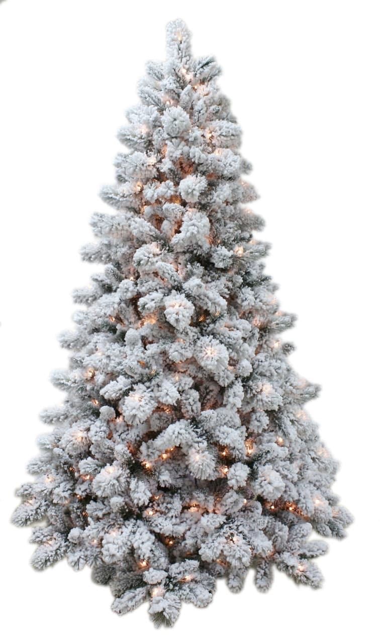 dffu Christmas Snow Tree 7ft Prelit Flocked Spruce Full