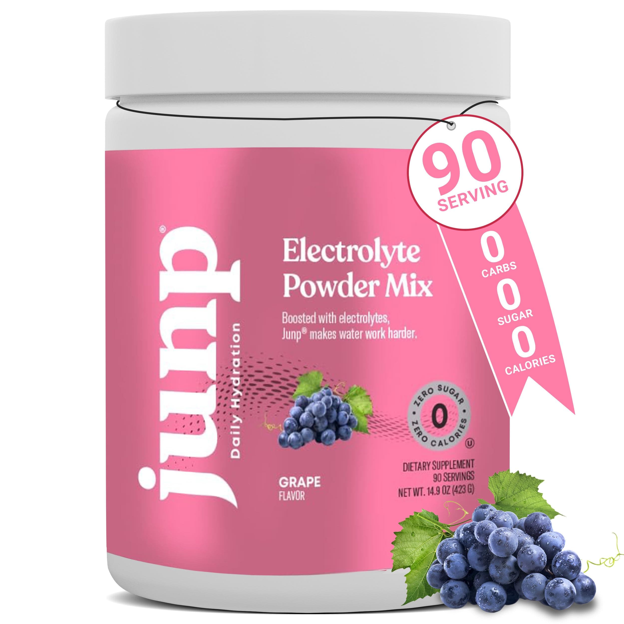 JUNP Hydration Electrolyte Powder, Electrolytes Drink Mix Supplement, Zero Calories Sugar and Carbs, Kosher, Grape Flavor, 90 Servings